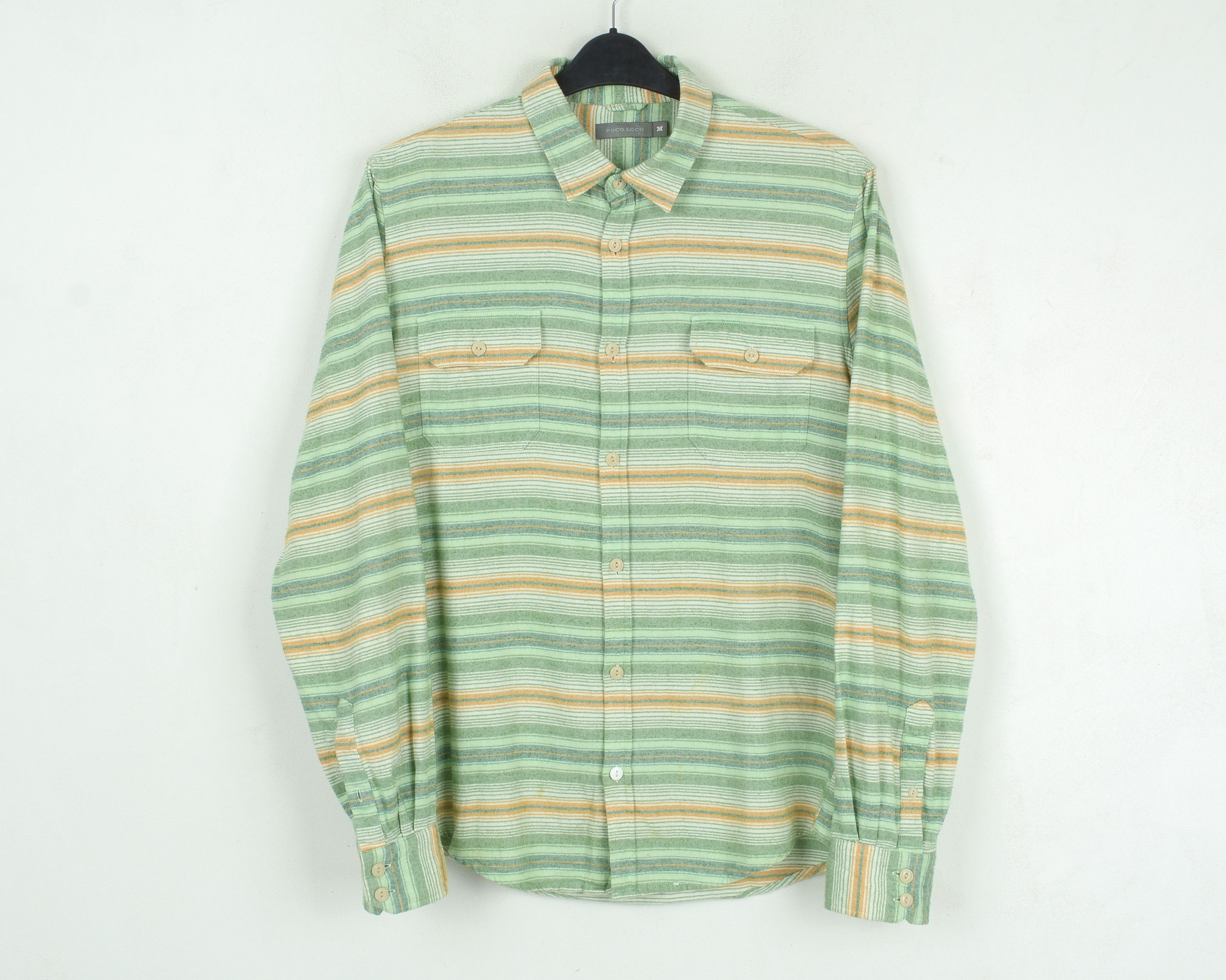 Other POCO LOCO Cotton Shirt Flannel Striped Green Button Up Size US M / EU 48-50 / 2 - 1 Thumbnail