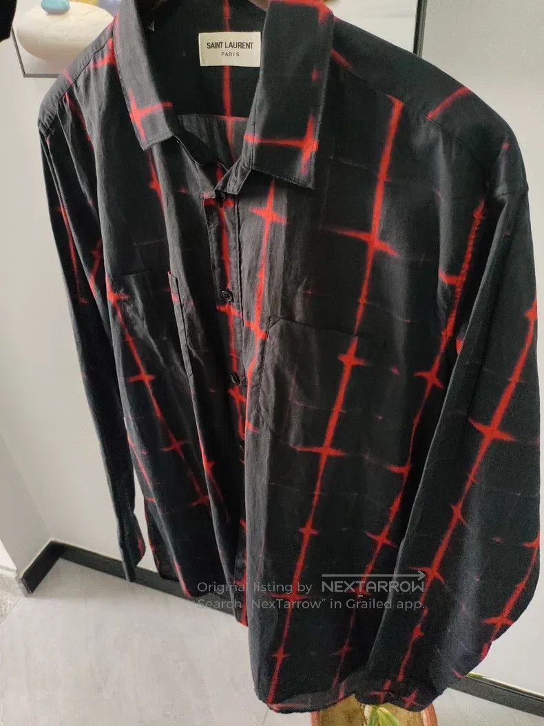 Saint Laurent Paris Saint Laurent Paris Black and Red Cross-Textured Shirt i Size US XXS / EU 40 - 5 Thumbnail