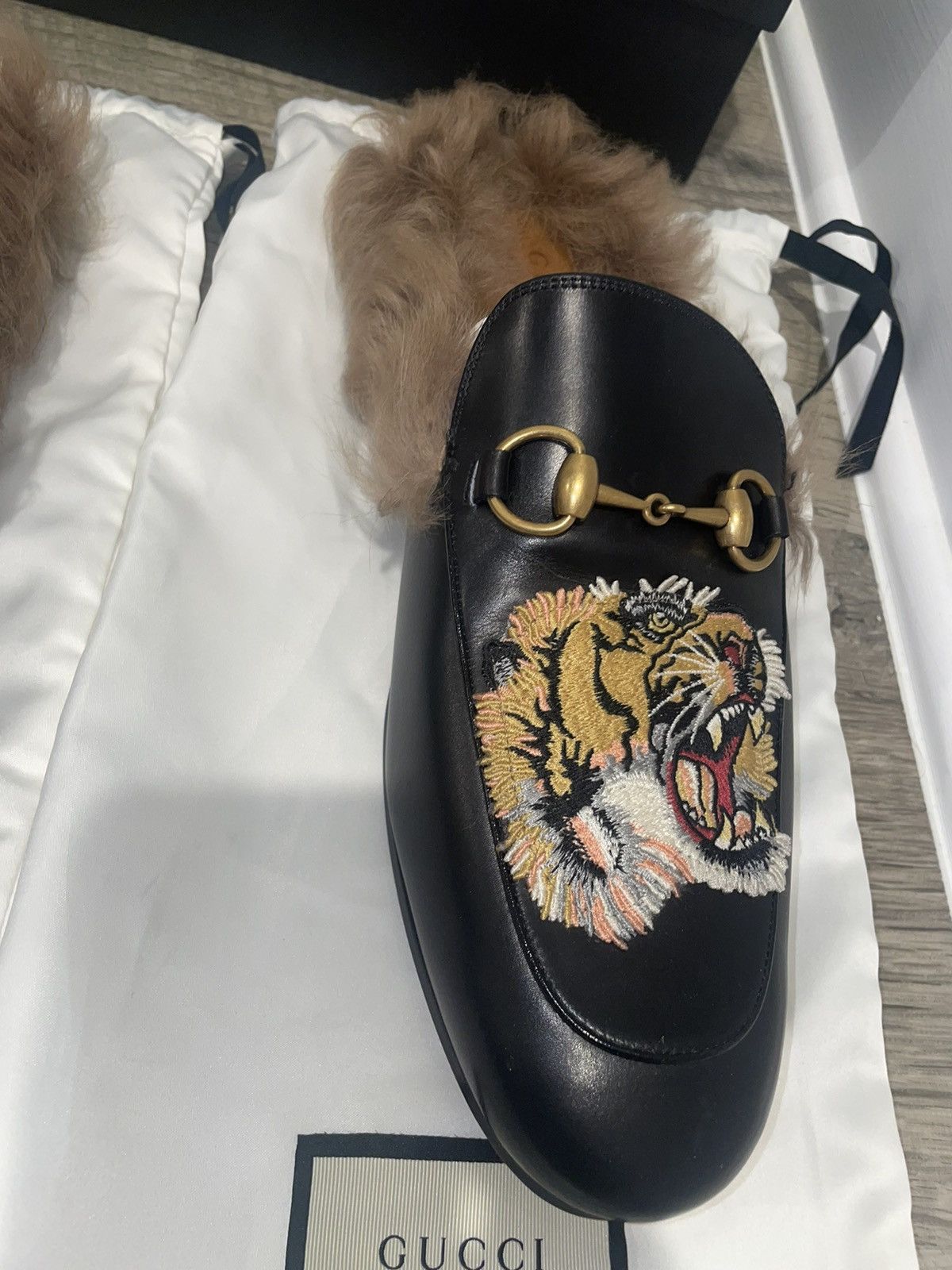 Gucci Gucci Princetown Fur Black Leather Rare Sold Out Size US 9 / EU 42 - 8 Thumbnail