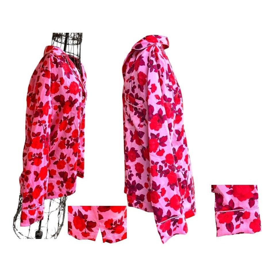 Loft Loft Sleep Pajama Set XS Extra Small Pink Red Floral Relax Size XS / US 0-2 / IT 36-38 - 10 Thumbnail