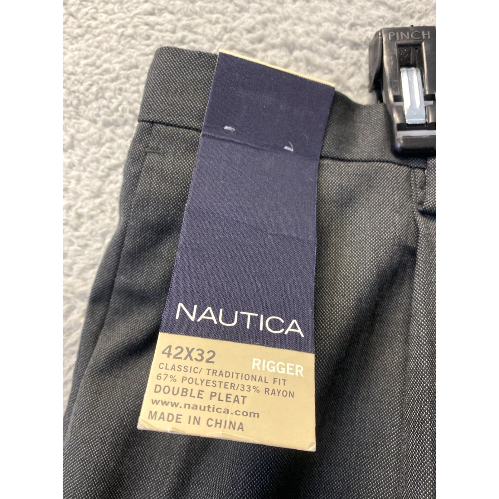 Nautica VINTAGE Nautica Dress Pants Mens 42x32 Gray Pleated Straight Business Casual Formal City Preppy Size US 42 / EU 58 - 3 Thumbnail