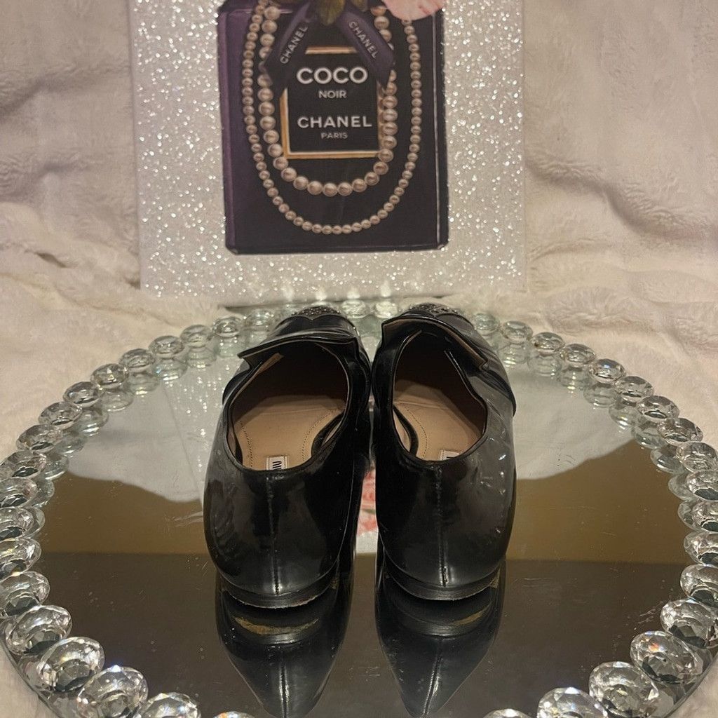 Miu Miu Miu Miu Black and Silver Flats with Elegant Design Size US 7 / IT 37 - 4 Thumbnail
