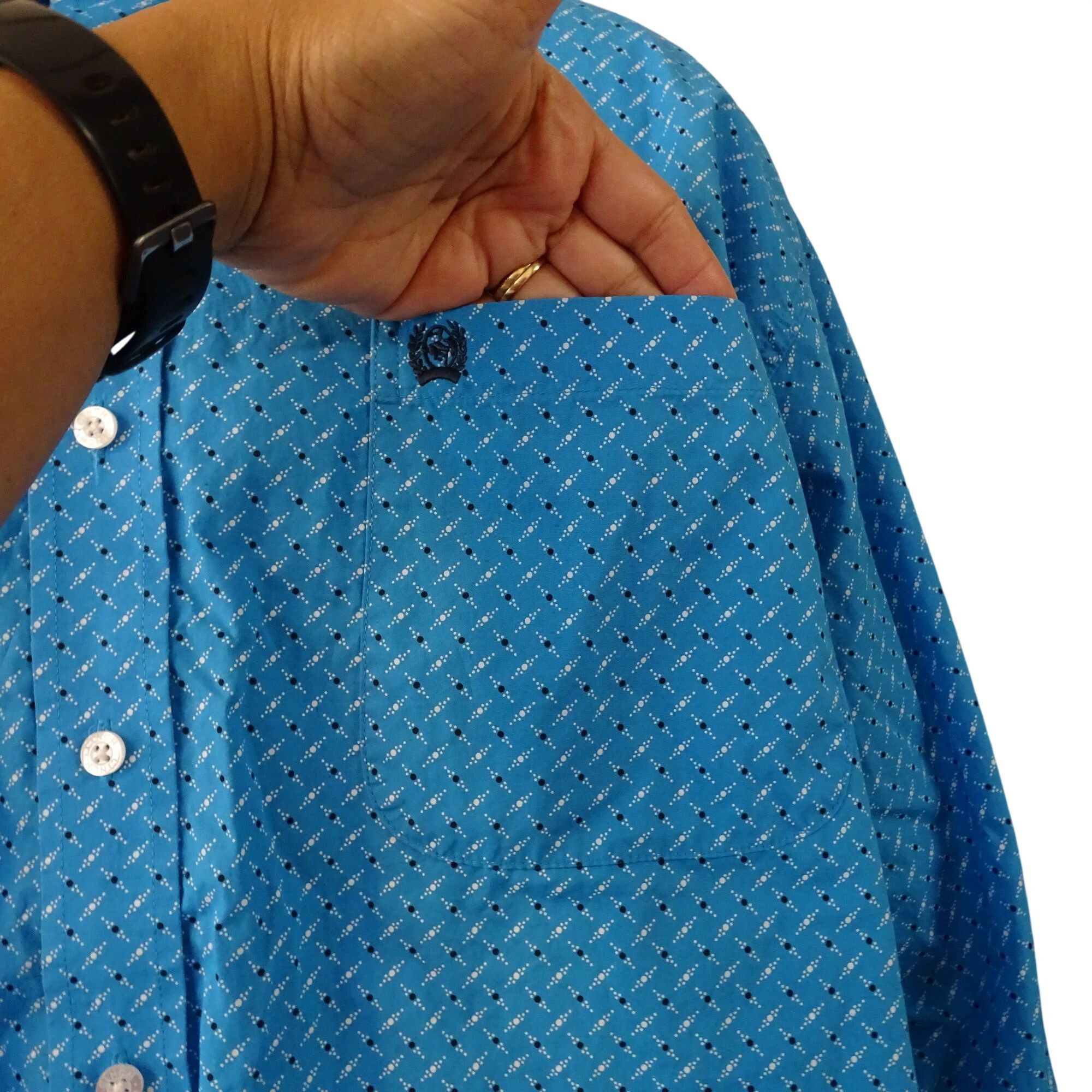CINCH Cinch Men Blue Long Sleeve Western Button Down Collar Shirt Size US L / EU 52-54 / 3 - 3 Thumbnail