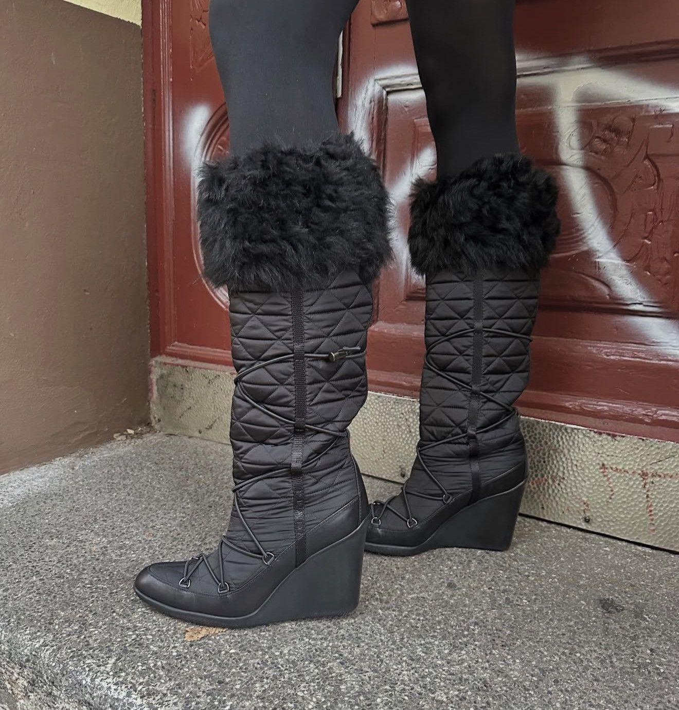 Prada *sz39.5* PRADA 2005 Fur Padded Logo Boots shoes vintage rap Size US 9.5 / IT 39.5 - 2 Thumbnail