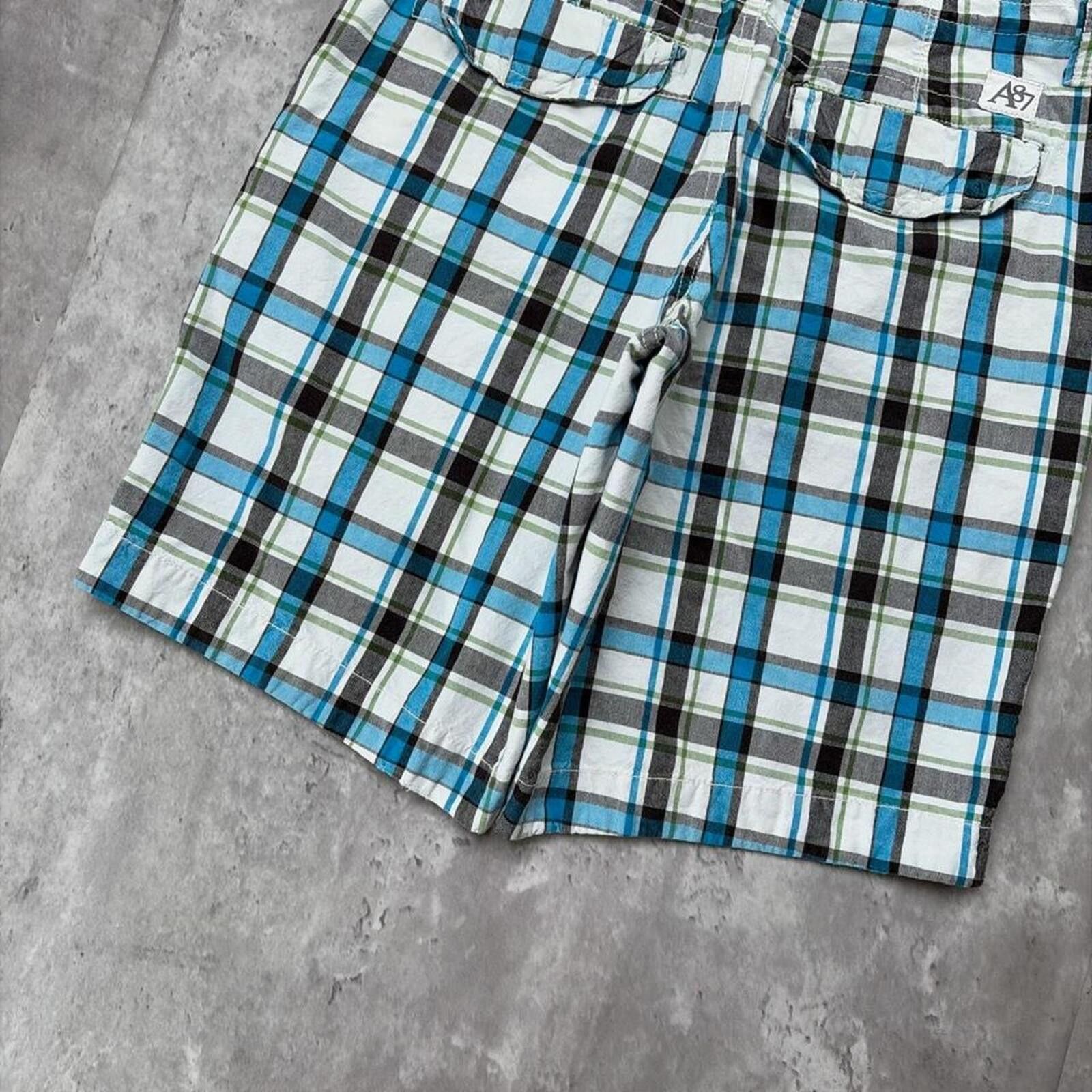 Aeropostale Y2K Blue Aeropostale Surf Grunge Baggy Plaid Skater Shorts Size US 29 - 4 Thumbnail