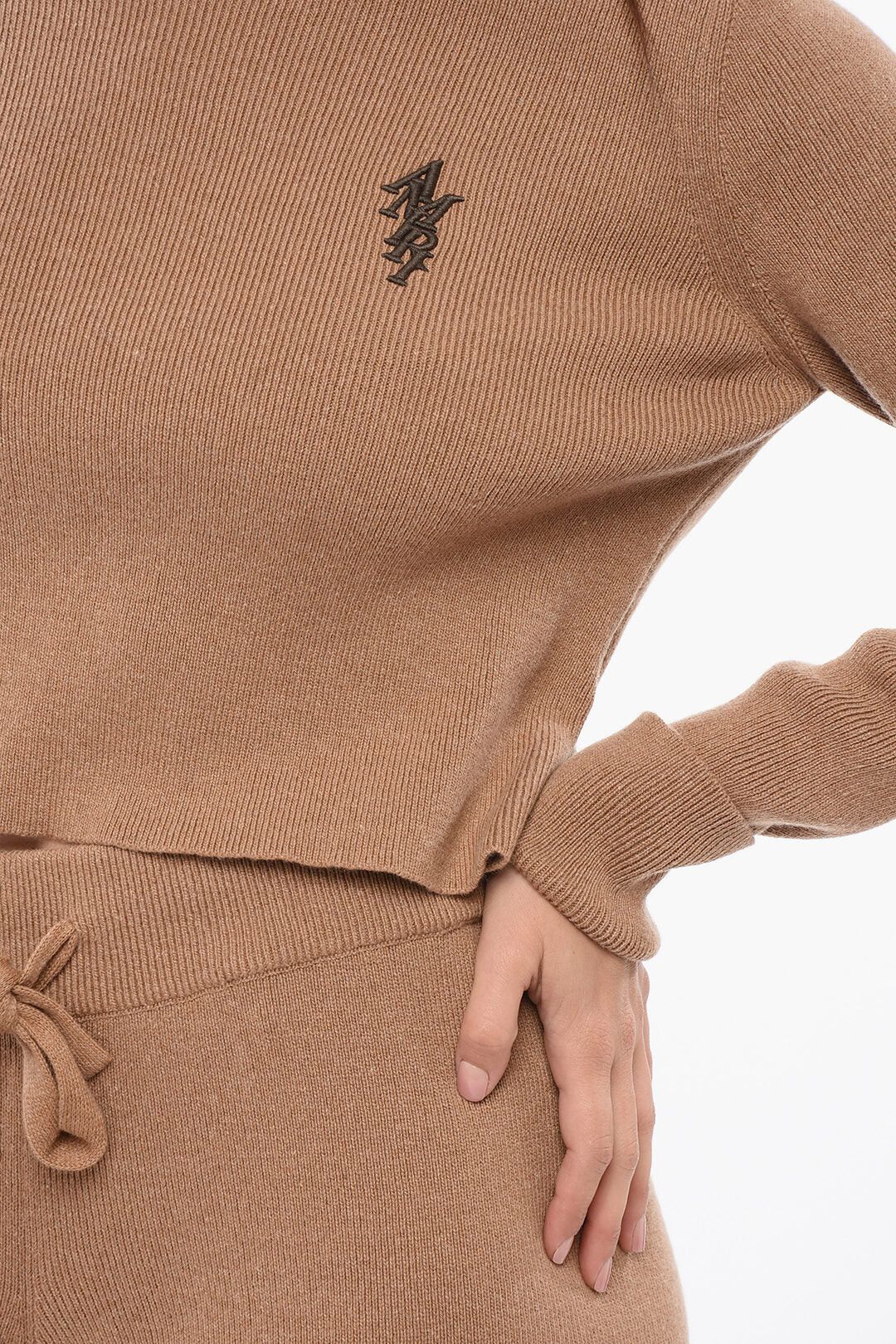 Amiri og1mm0426 Cashmere-Blend Crewneck Sweater in Beige Size XS / US 0-2 / IT 36-38 - 3 Thumbnail