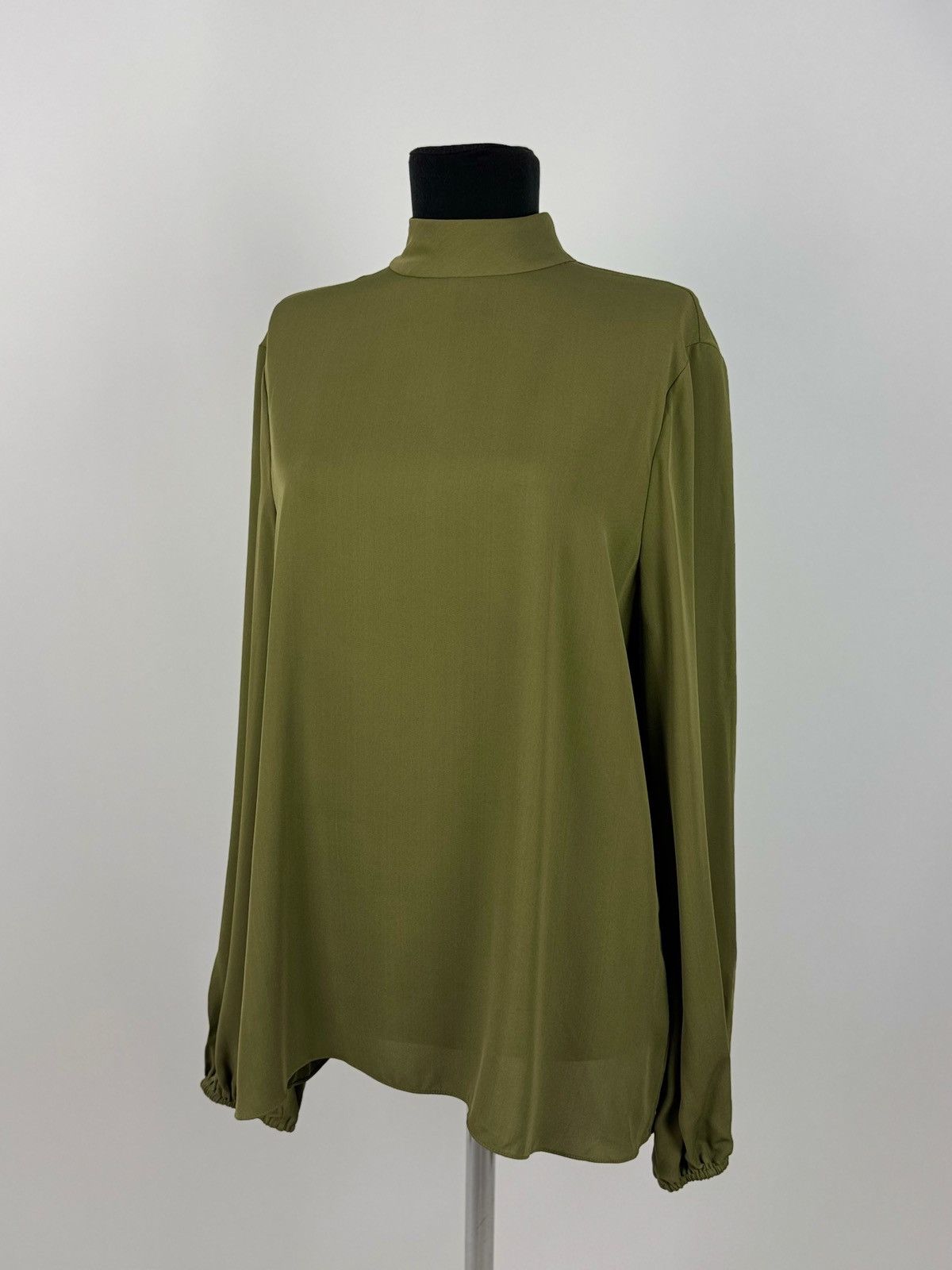 Theory NWT Theory Mock Neck Silk Blouse Top Long Sleeve Size L / US 10 / IT 46 - 1 Thumbnail