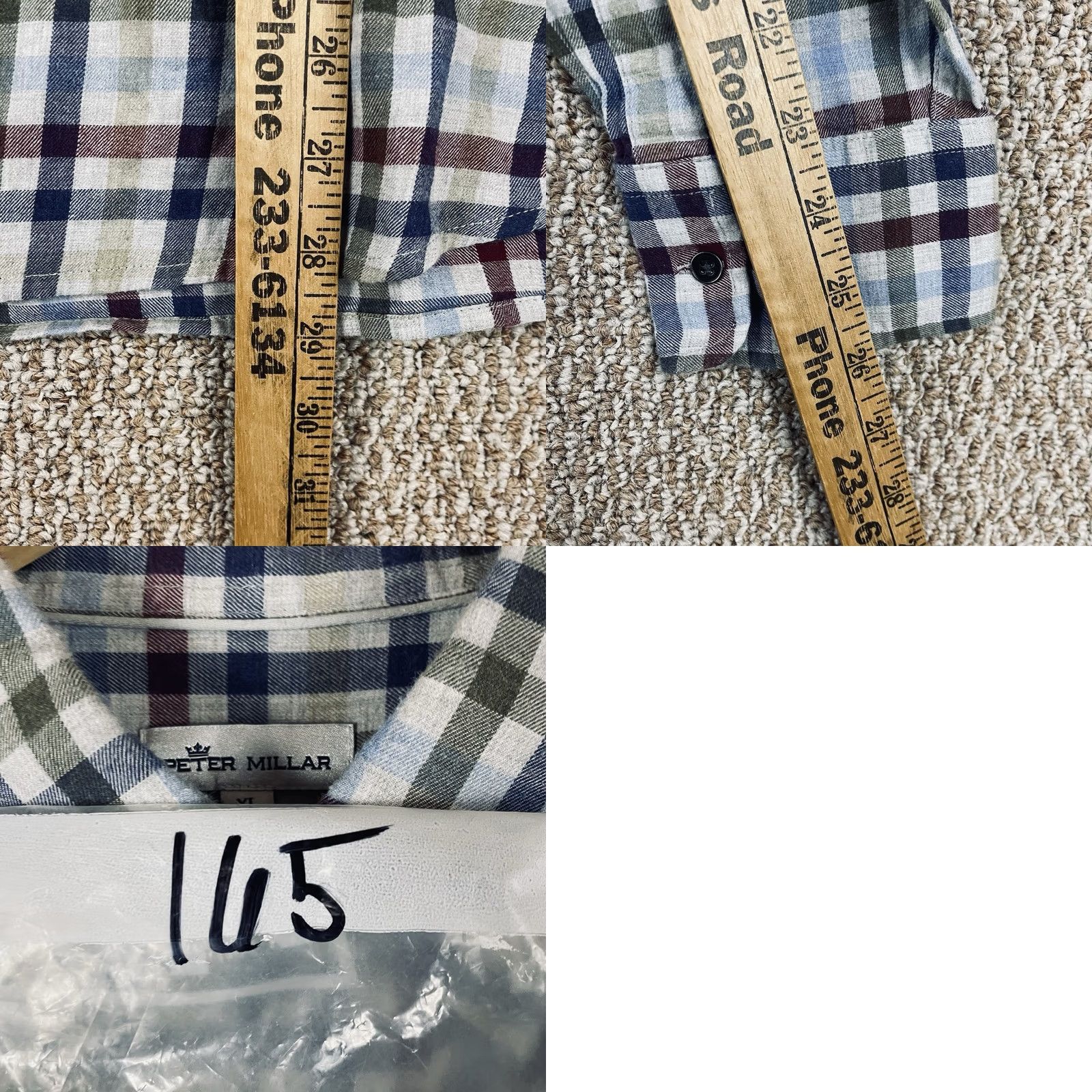 Peter Millar Peter Millar Shirt Mens XL Check Sutton Cotton Sport Button Crown Sutton 165 Size US XL / EU 56 / 4 - 9 Thumbnail