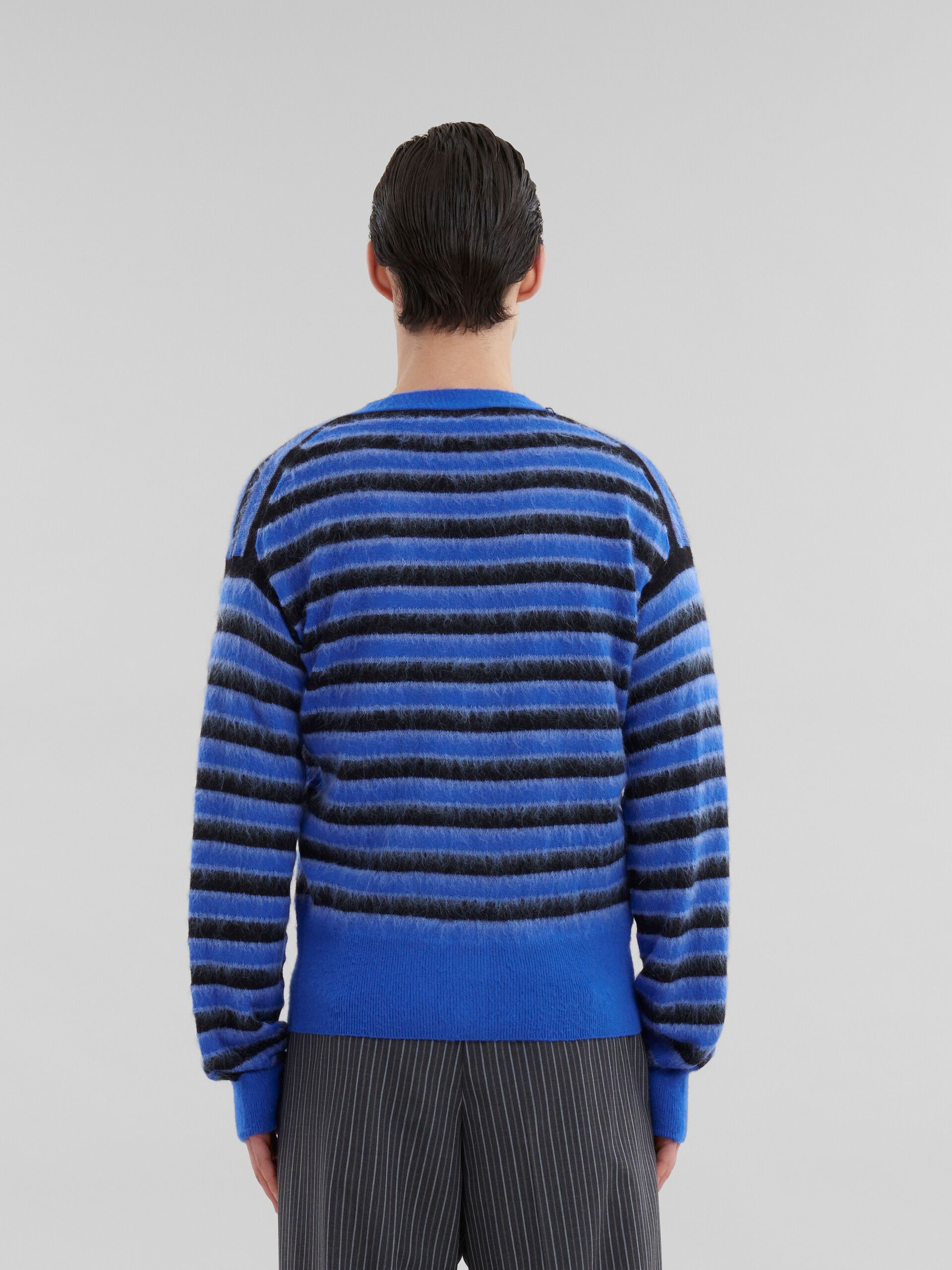 Marni o1s22i1n0924 Mohair Striped Cardigan in Blue/Black Size US M / EU 48-50 / 2 - 3 Thumbnail