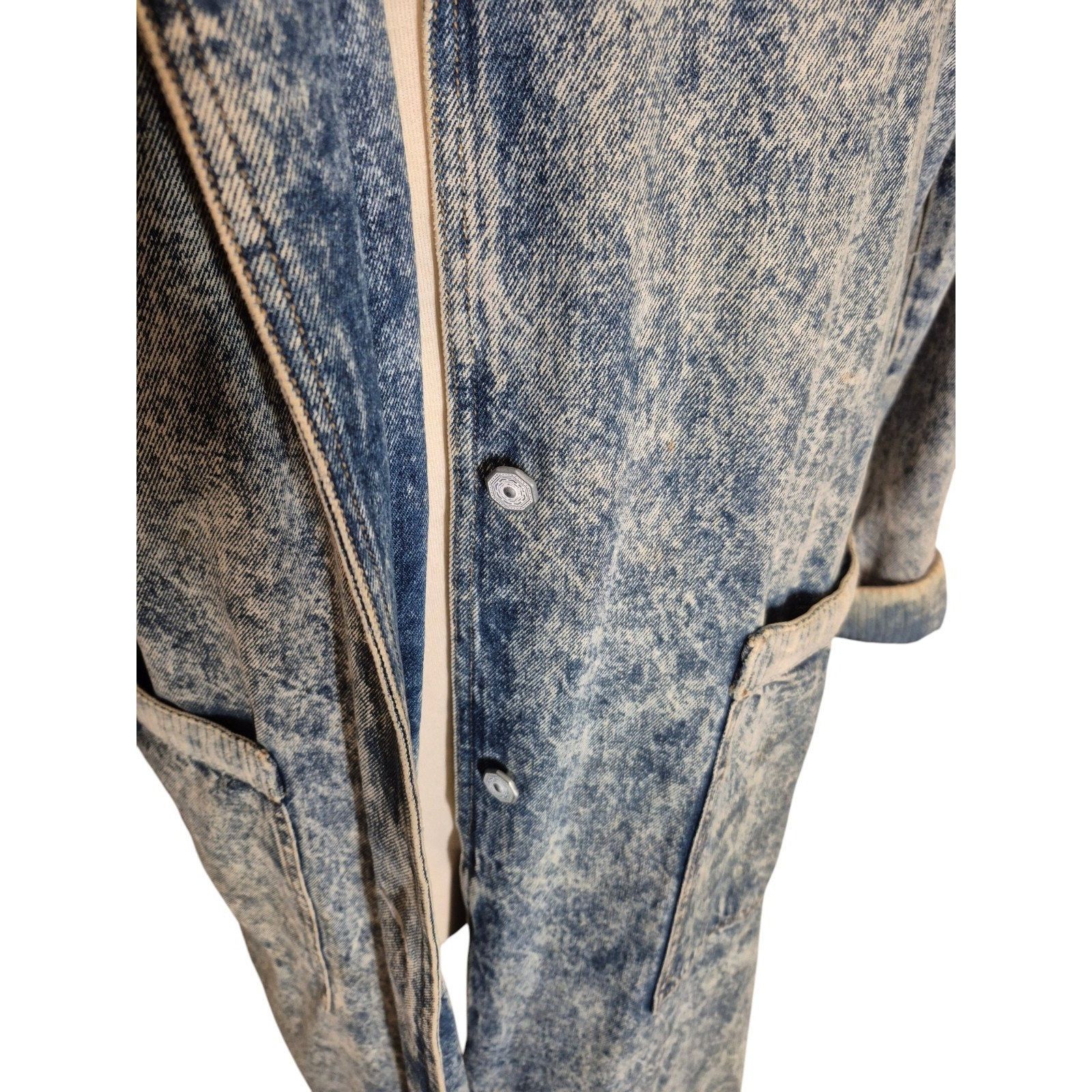 Vintage Vintage 80s 90s Womens Denim Trench Coat Long Acid Wash Deni Size M / US 6-8 / IT 42-44 - 3 Thumbnail