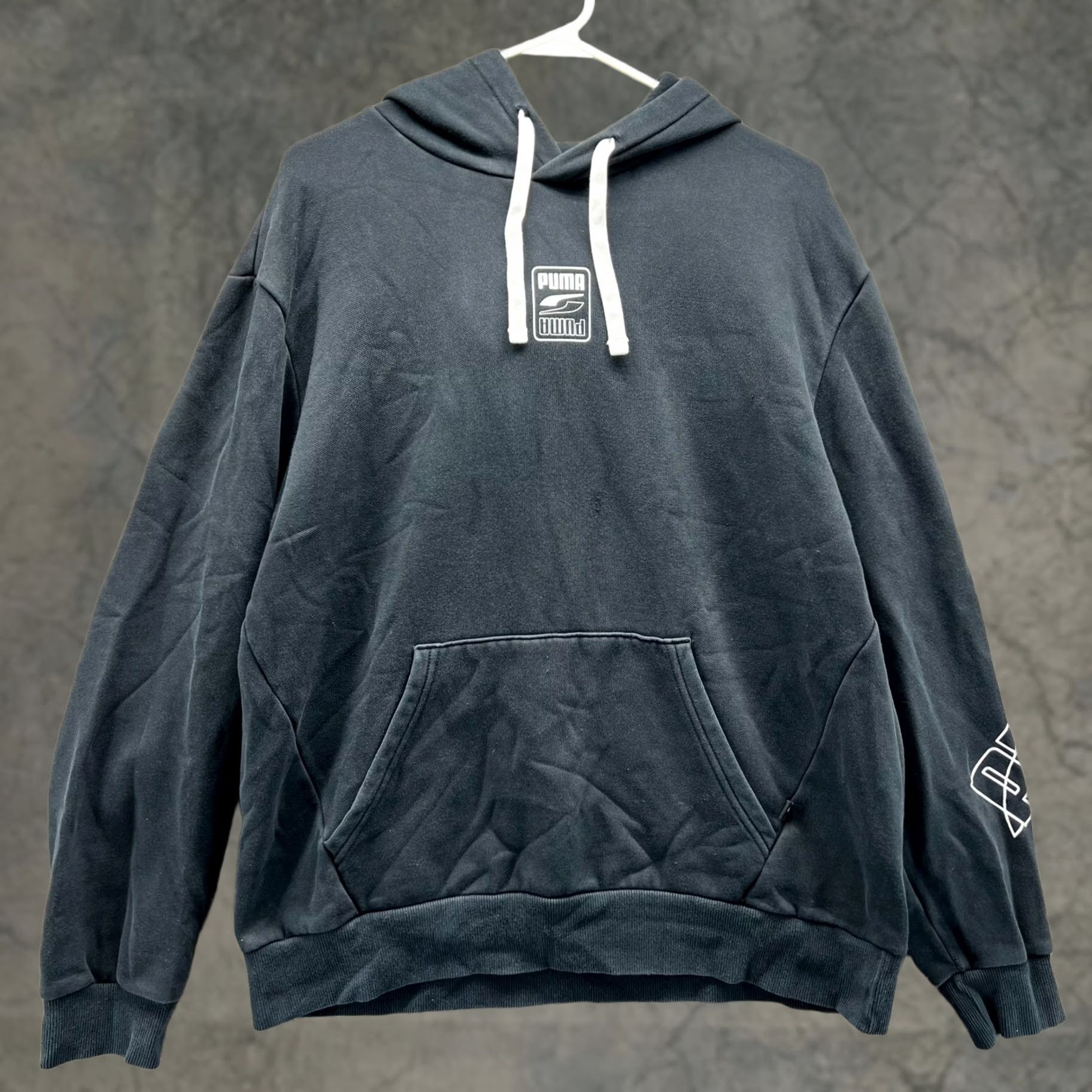 Puma VINTAGE Puma Hoodie Mens Large Black White Sweater Fleece Mikina Rebel Pullover Trefoil Size US L / EU 52-54 / 3 - 1 Thumbnail