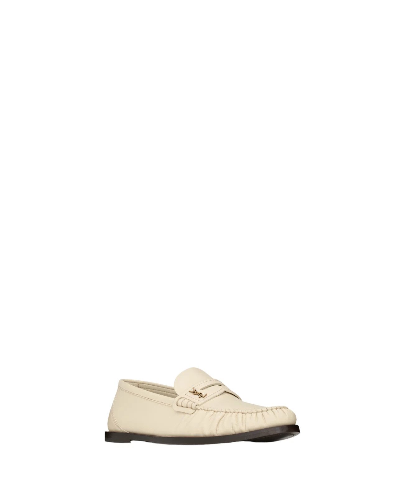 Saint Laurent Womens Marble Wht Smooth Loafers N&A