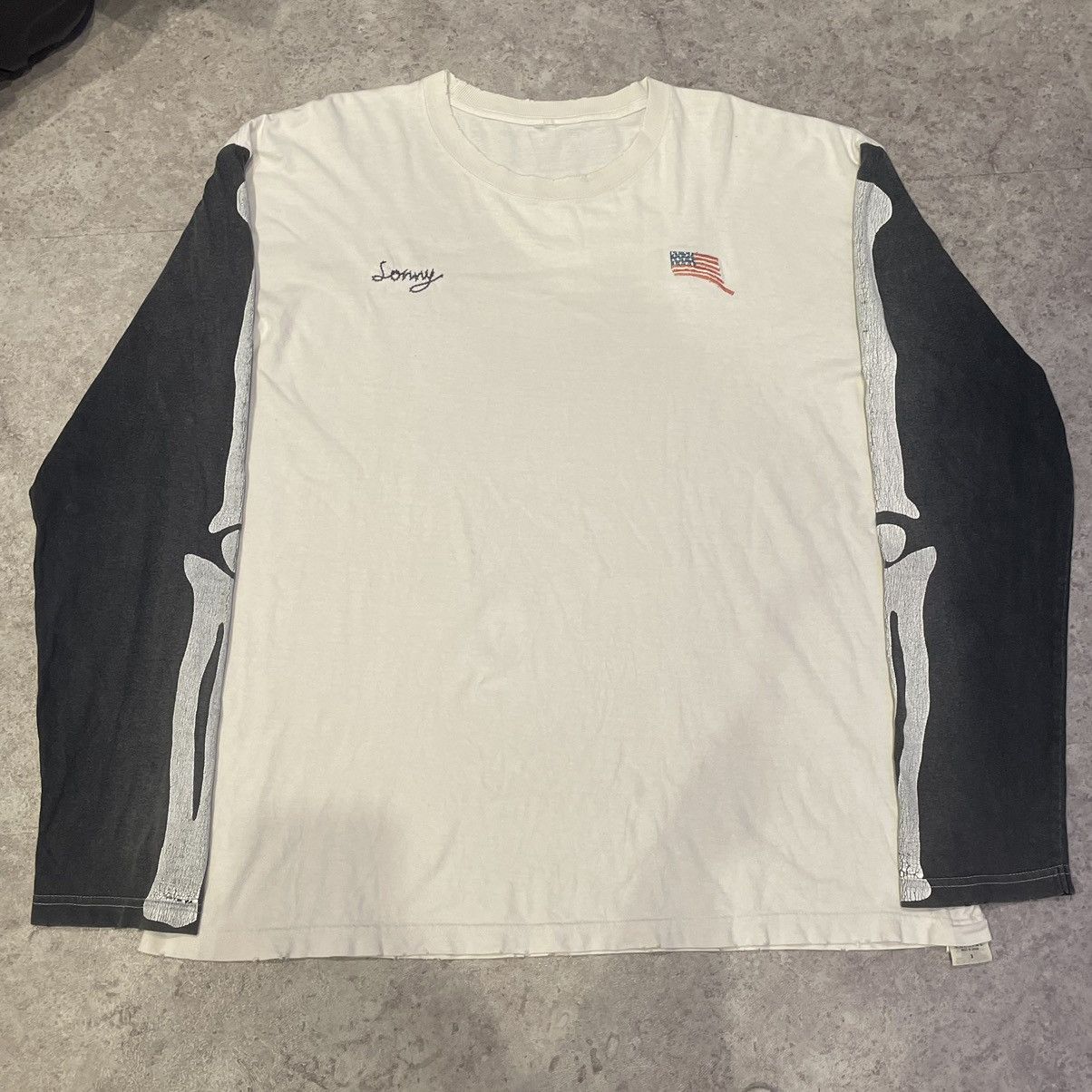 image of Kapital Skeleton Long Sleeve T Shirts in White, Men's (Size Large)