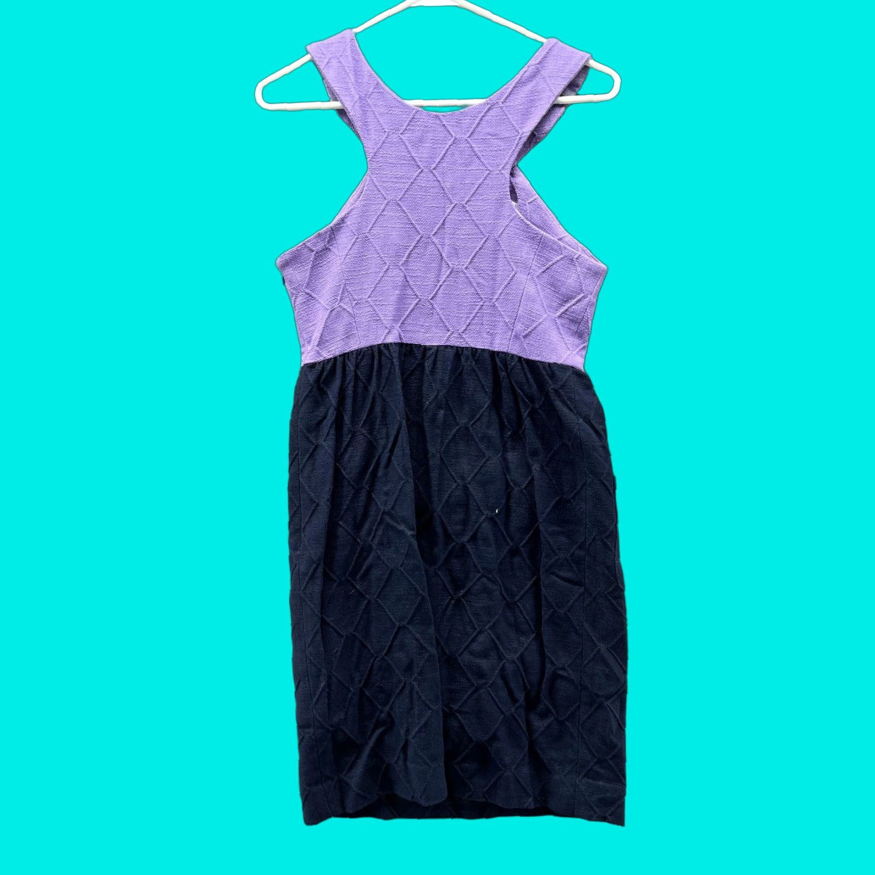 MILLY Milly Dress Womens 4 Purple Navy Embellished Colorblock Sleeveless Pockets Dress Size S / US 4 / IT 40 - 1 Thumbnail