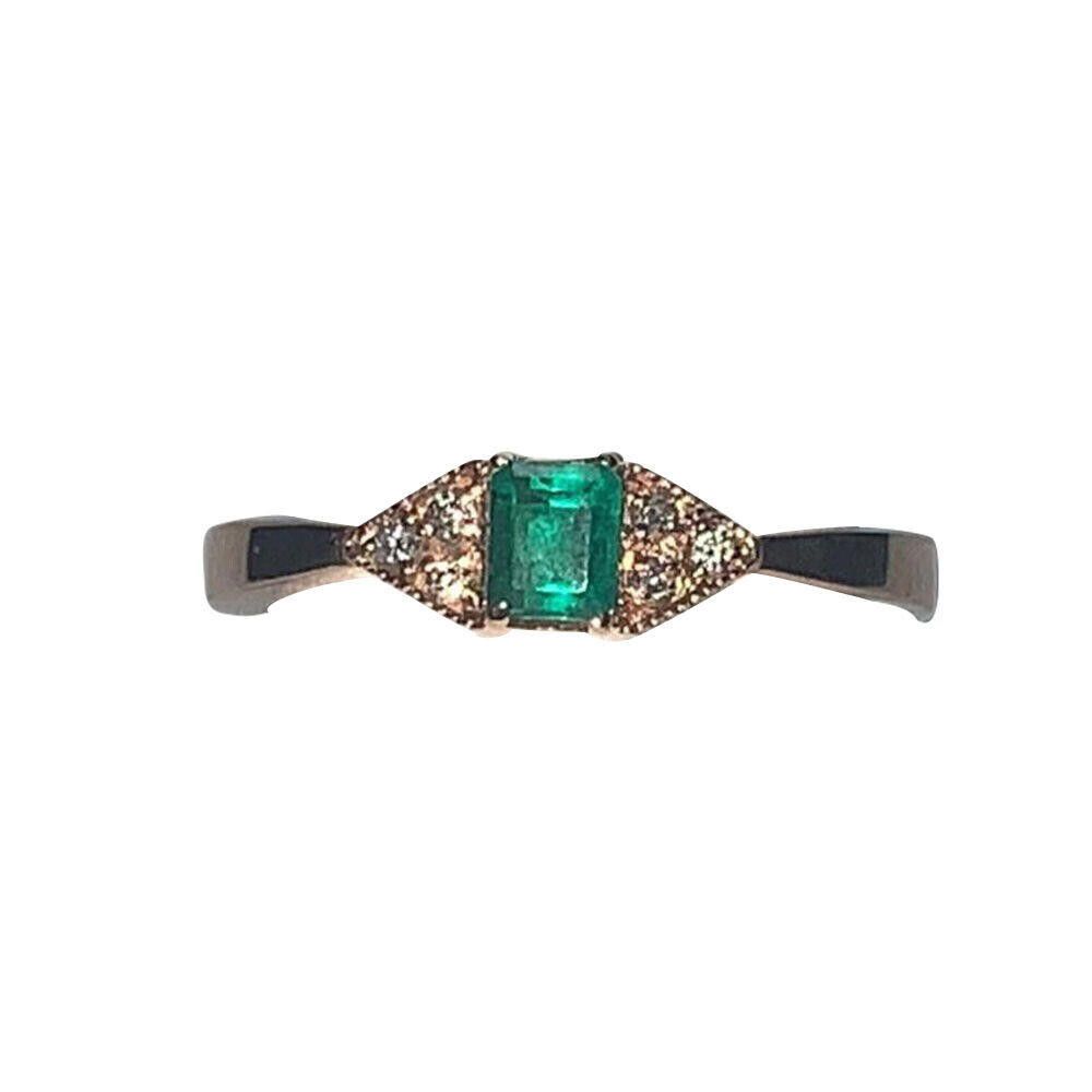 Designer Alberto Juan 18 KT Gold Emerald Diamond Ring Size ONE SIZE - 1 Thumbnail