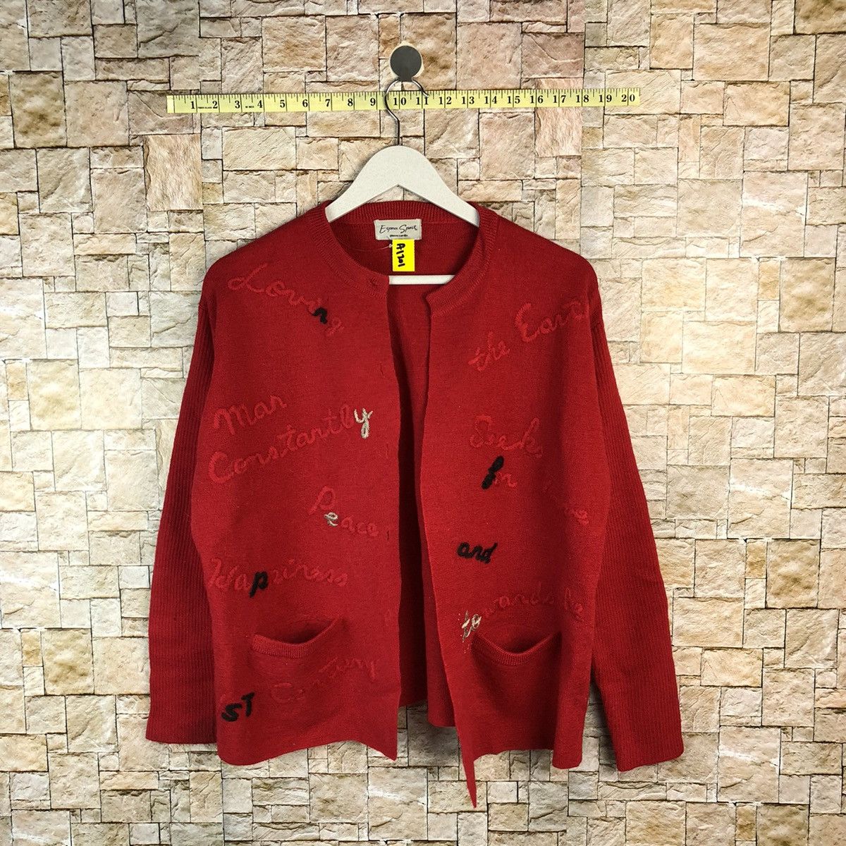 Homespun Knitwear × Pierre Cardin Escape pierre cardin Red Cardigan Knitwear #A1201 Size M / US 6-8 / IT 42-44 - 1 Thumbnail