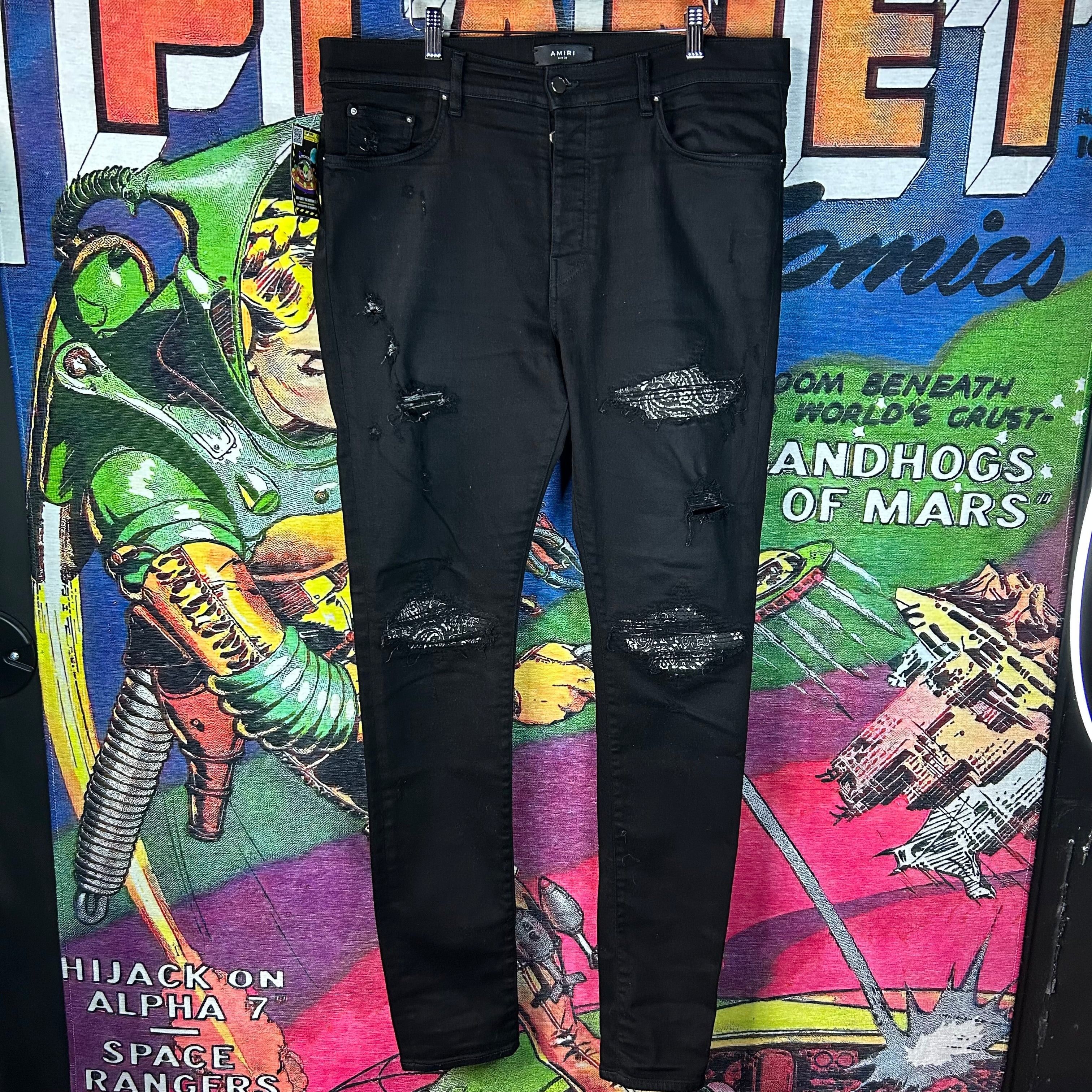 Amiri MX1 Bandana Jeans Black Size 38”