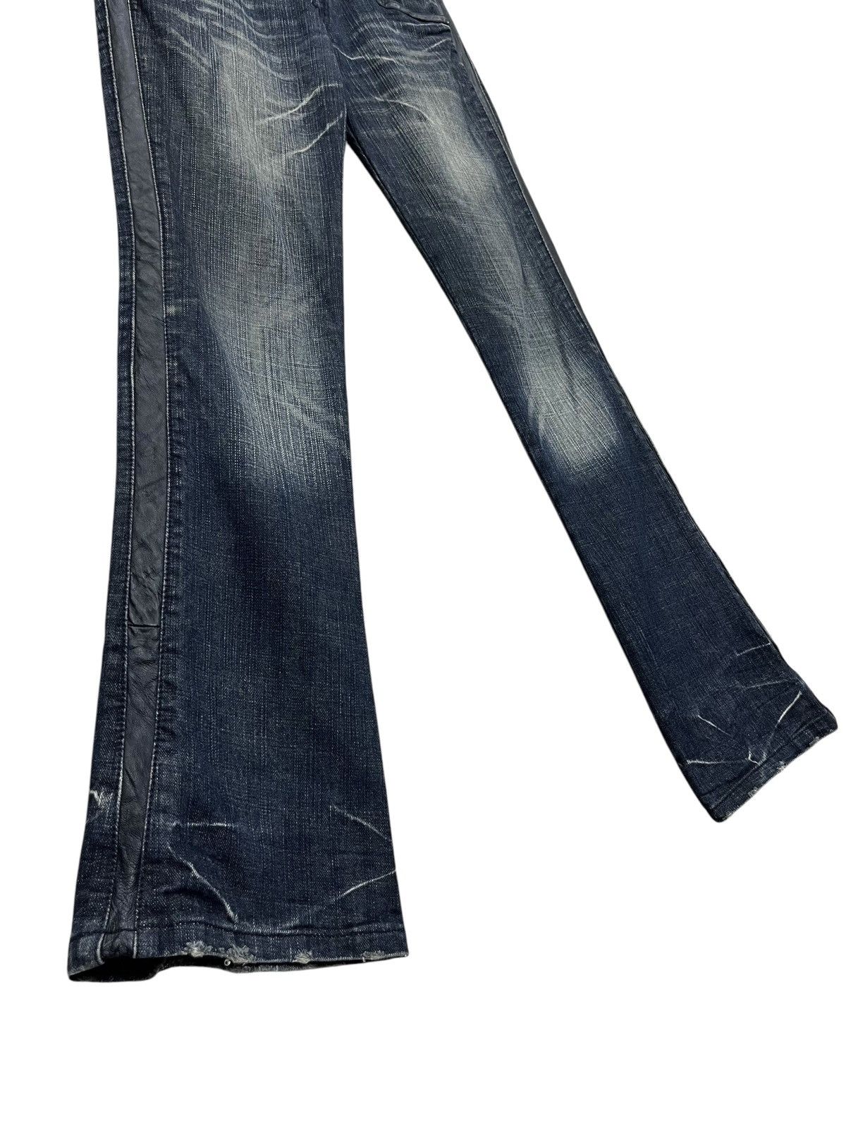 Morgan Homme 🔥VIntage MORGAN HOMME Side Seam Leather Mudwash Flare Denim Size US 30 / EU 46 - 7 Thumbnail