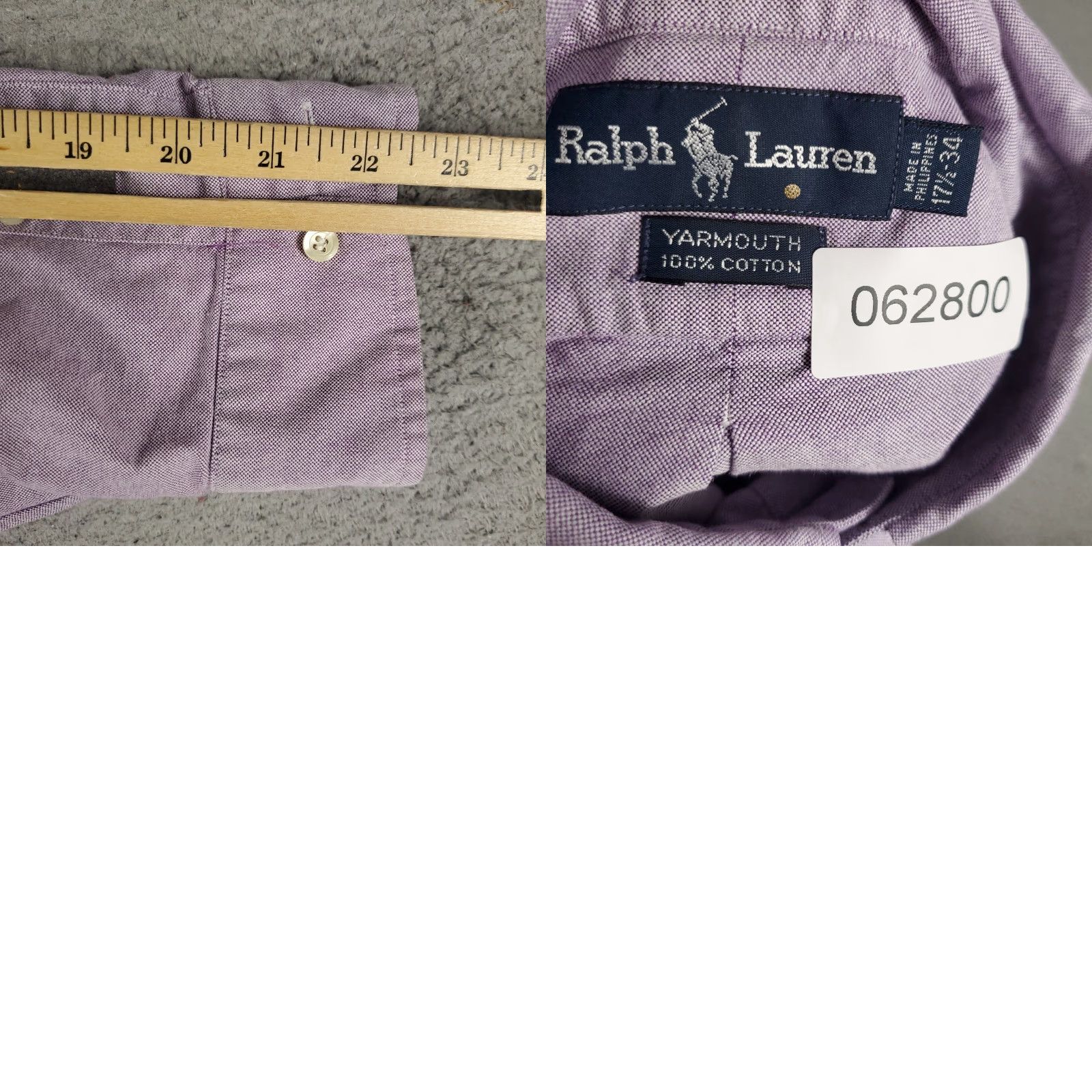 Ralph Lauren VINTAGE? No, actually: RALPH LAUREN Dress Shirt Mens 17.5 Purple Pony Button-Down Long Sleeve Shirt Regular Fit 100% Cotton Size 46R - 8 Thumbnail