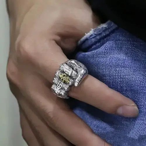 Japanese Brand 925 Silver Plated Adjustable Fist Skull Ring for Men Women Size ONE SIZE - 1 Thumbnail