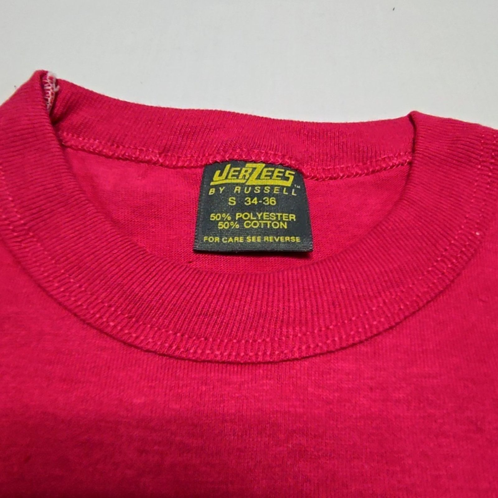 Jerzees Vintage Blank Shirt Solid Pink Crew Neck Cropped S 34-36 Tee Size S / US 4 / IT 40 - 2 Thumbnail