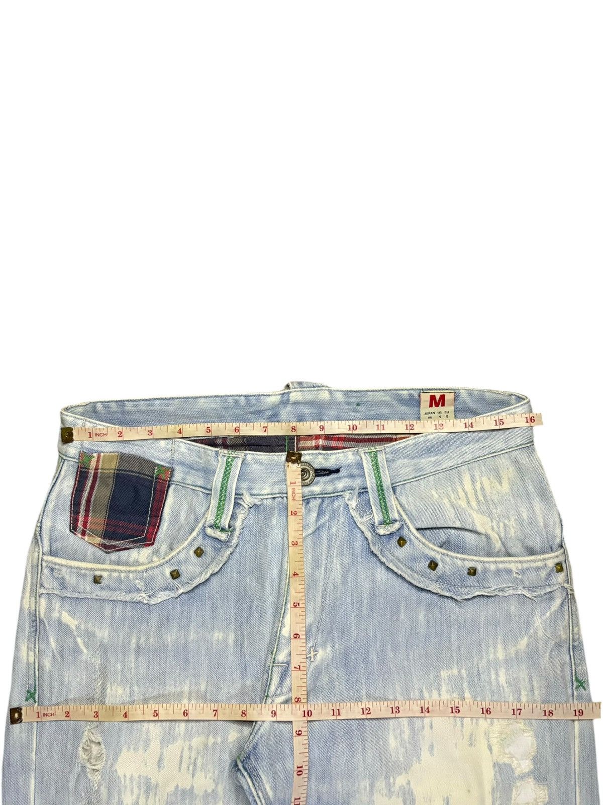 Japanese Brand Vintage Japanese Brand Bleach Wash Stud Patched Baggy Jeans Size US 32 / EU 48 - 12 Thumbnail