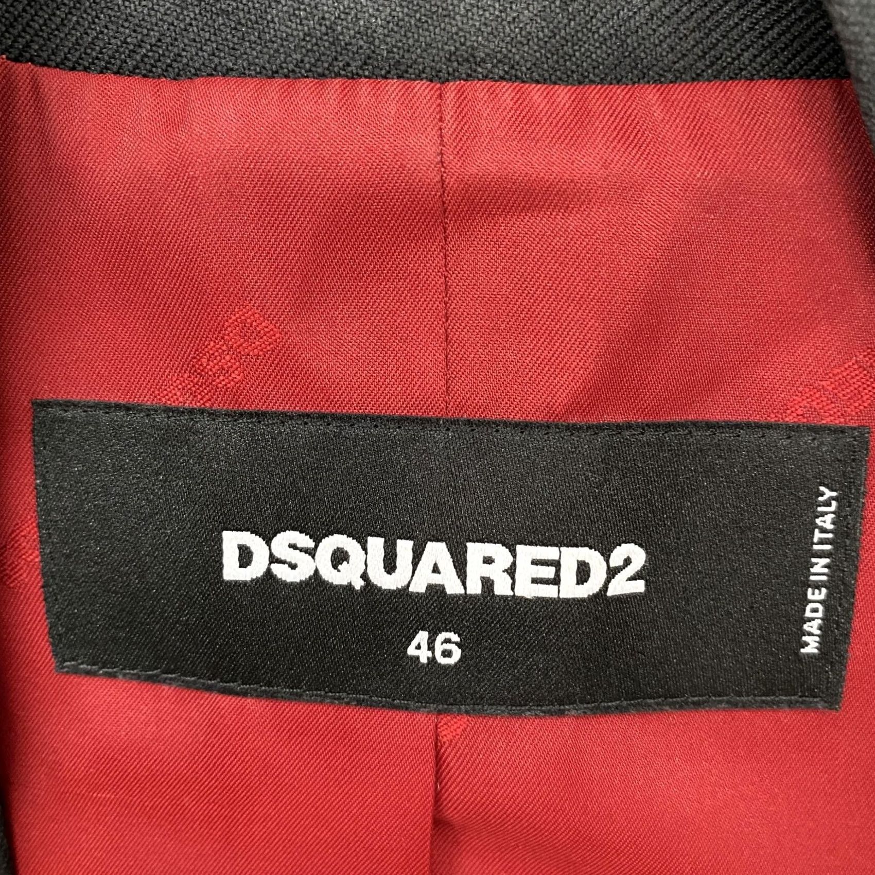Dsquared2 Dsquared2 Mens Blazer 46 Black Wool Biker Jacket Asymmetric Zip Italy Quilted Size 46R - 6 Thumbnail