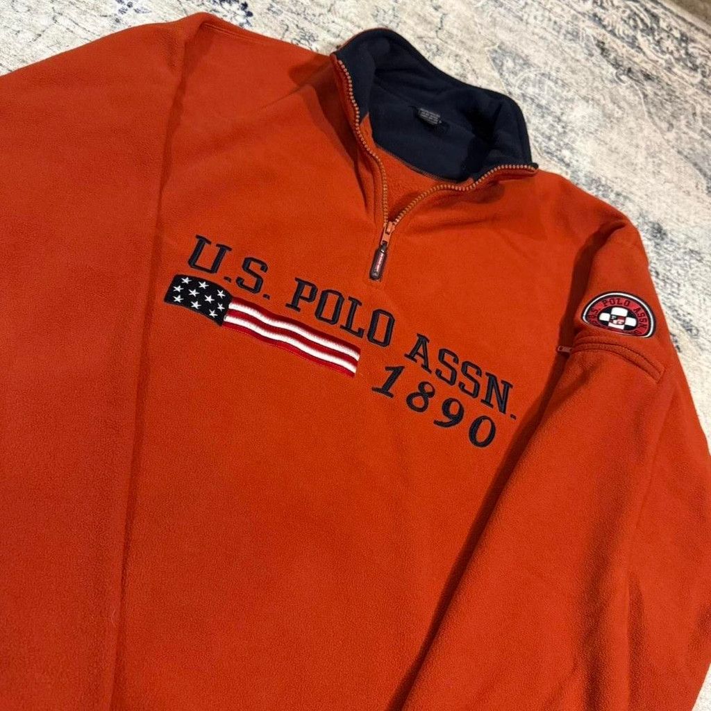 U.S. Polo Assn. Y2K Orange U.S. Polo Assn Quarter Zip Fleece Pullover XL Size US XL / EU 56 / 4 - 2 Thumbnail