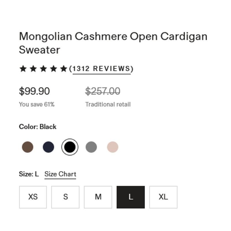 Quince Mongolian Cashmere Open Cardigan Black Size L Size L / US 10 / IT 46 - 8 Thumbnail