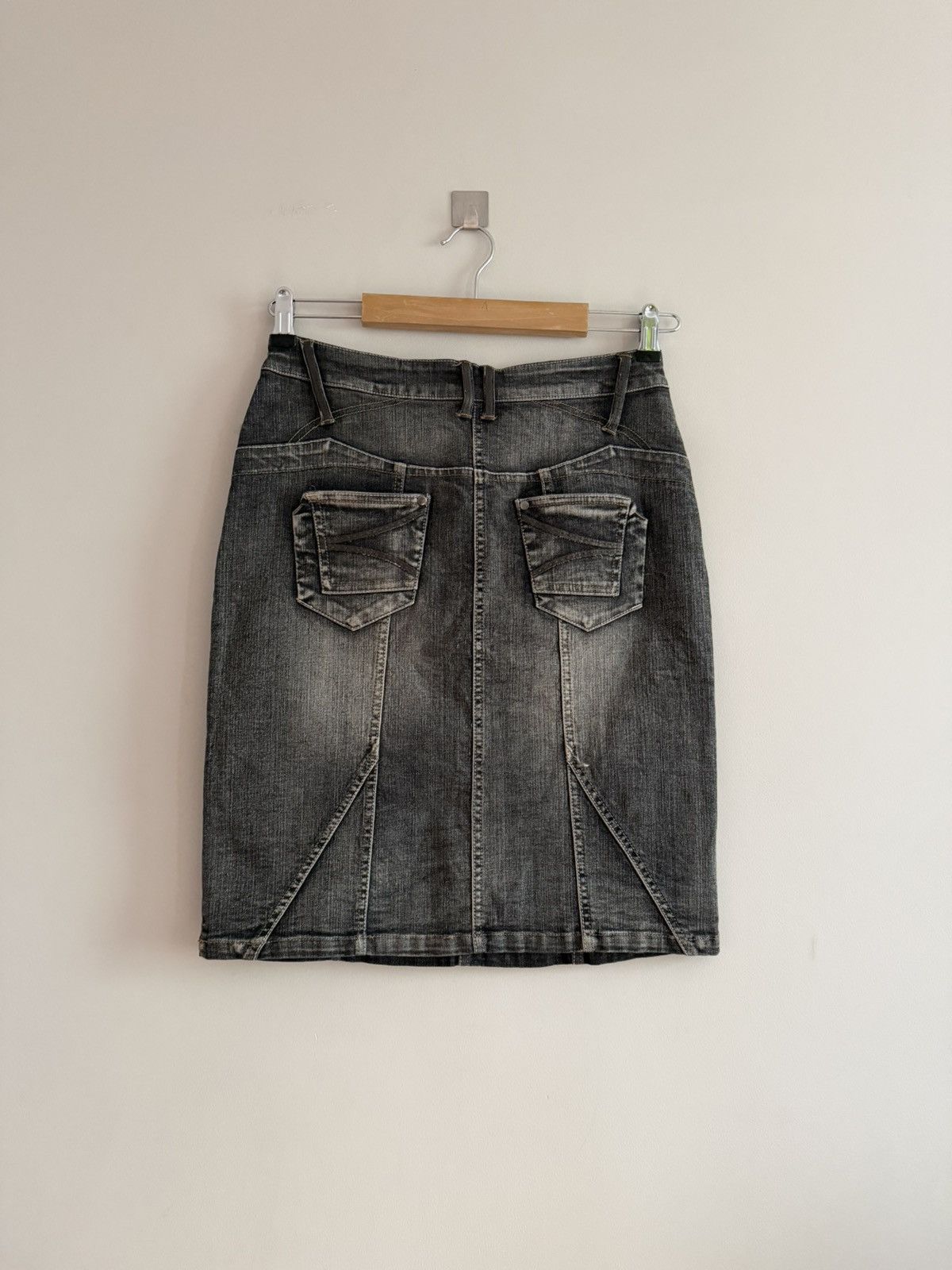Vintage Y2K Washed Denim Panel Mini Skirt Size 28" / US 6 / IT 42 - 4 Thumbnail