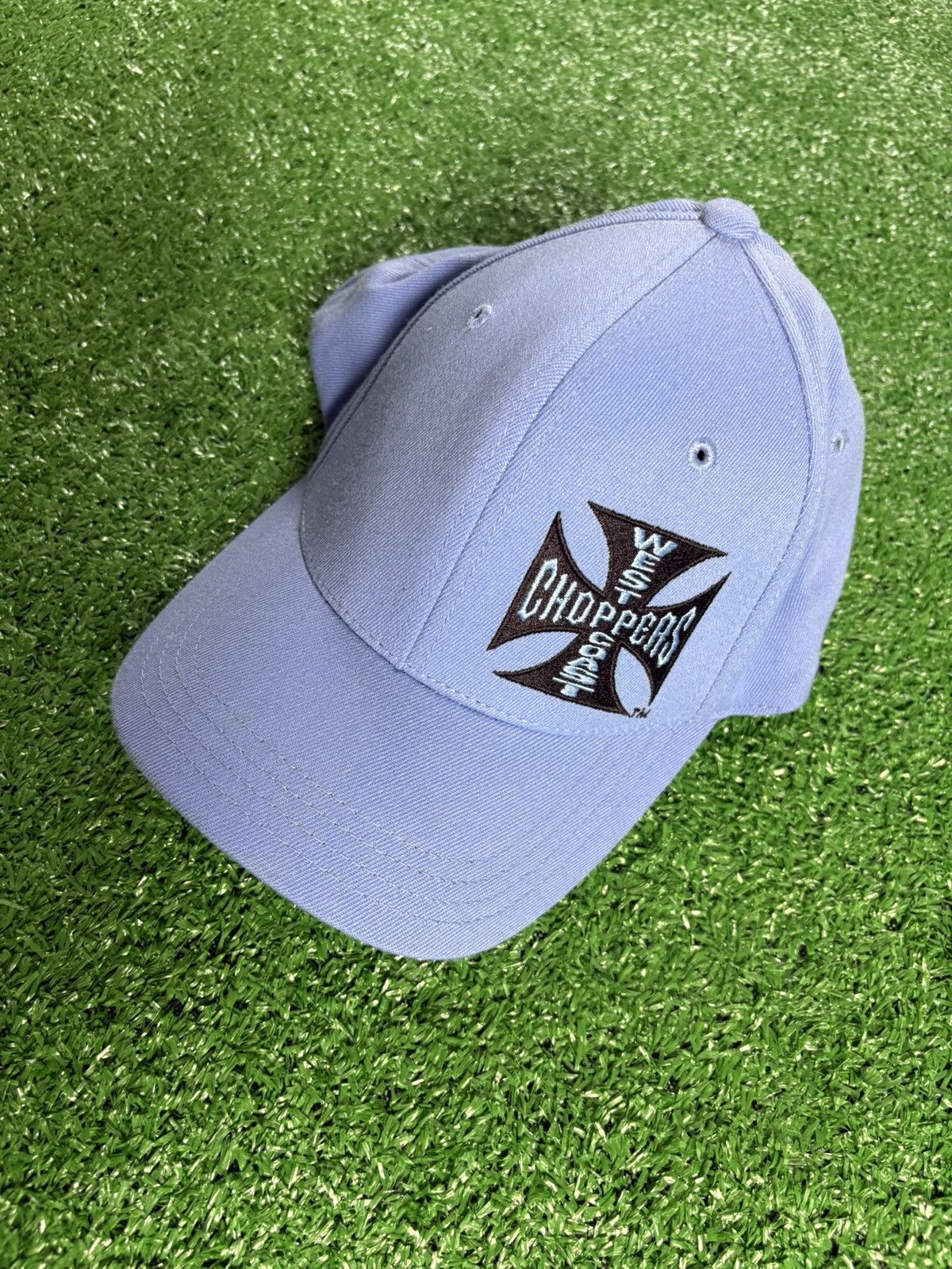 Japanese Brand × Vintage × West Coast Choppers Vintage West Coast Choppers Blue Embroidered hat Size ONE SIZE - 1 Thumbnail