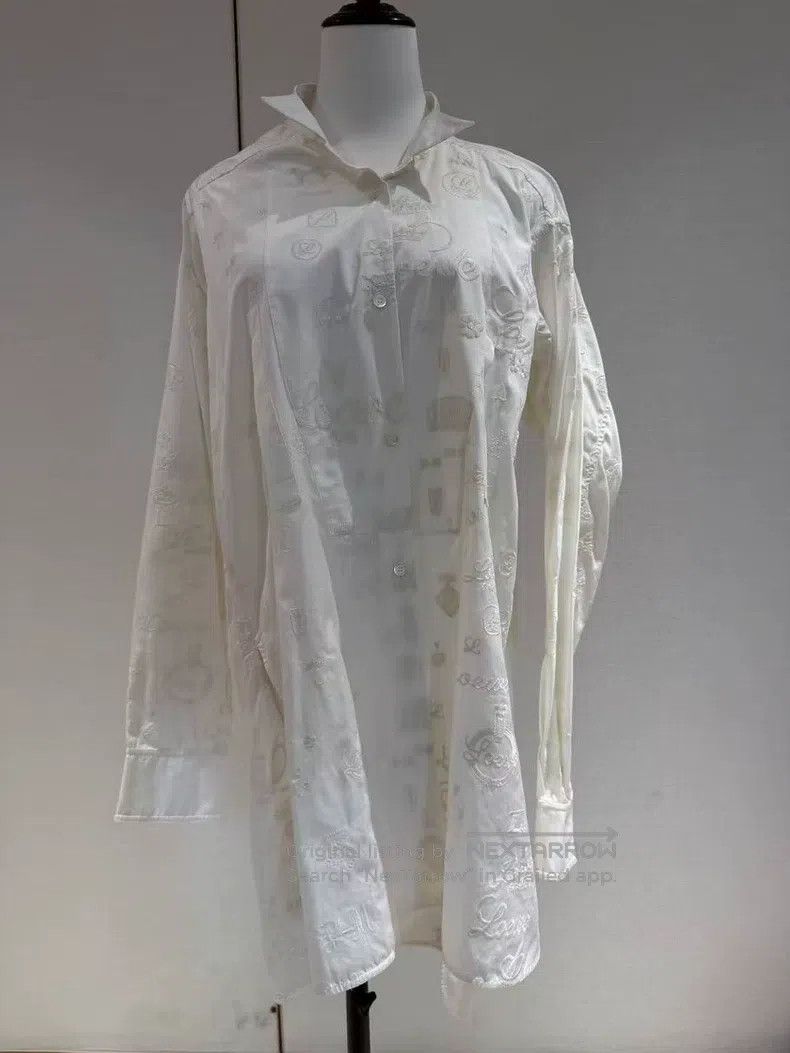 Loewe Loewe White long printed shirt Size XS / US 0-2 / IT 36-38 - 1 Thumbnail