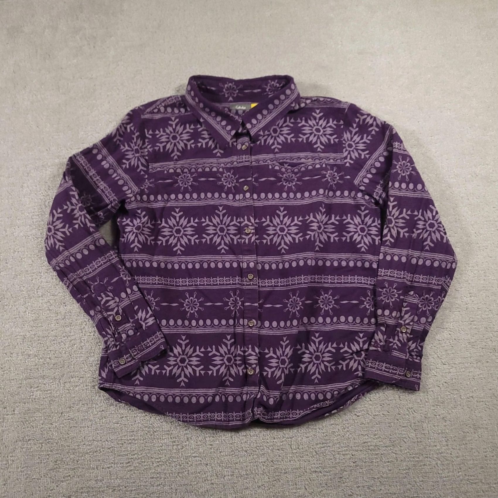 Vintage Cabela's Shirt Mens L Purple Snowflake Fleece Button-Up Winter Pattern Outdoors Size US L / EU 52-54 / 3 - 2 Thumbnail