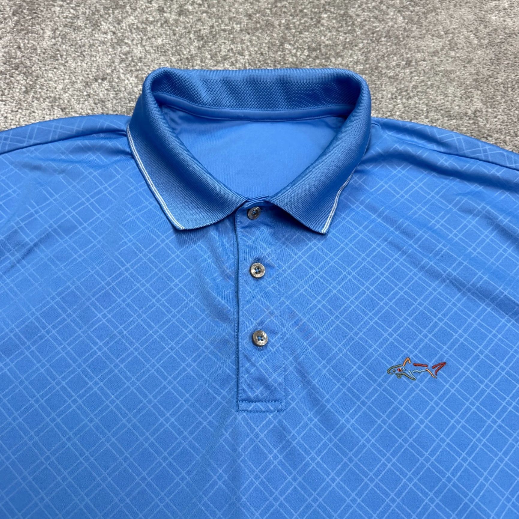 Vintage Greg Norman Performance Polo Shirt Mens L Blue Plaid Golf Tennis Short Sleeve Shirt Size US L / EU 52-54 / 3 - 3 Thumbnail