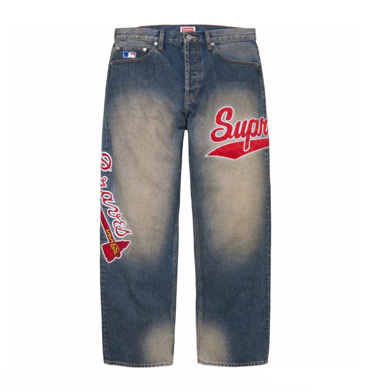 Supreme Supreme Distressed Loose Fit Selvedge Jeans Sz 36 Made in 