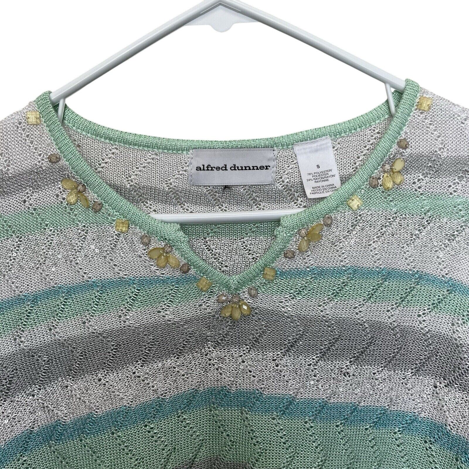 Vintage Alfred Dunner | Striped Knit Sequin Top Beaded grandma Size S / US 4 / IT 40 - 3 Thumbnail