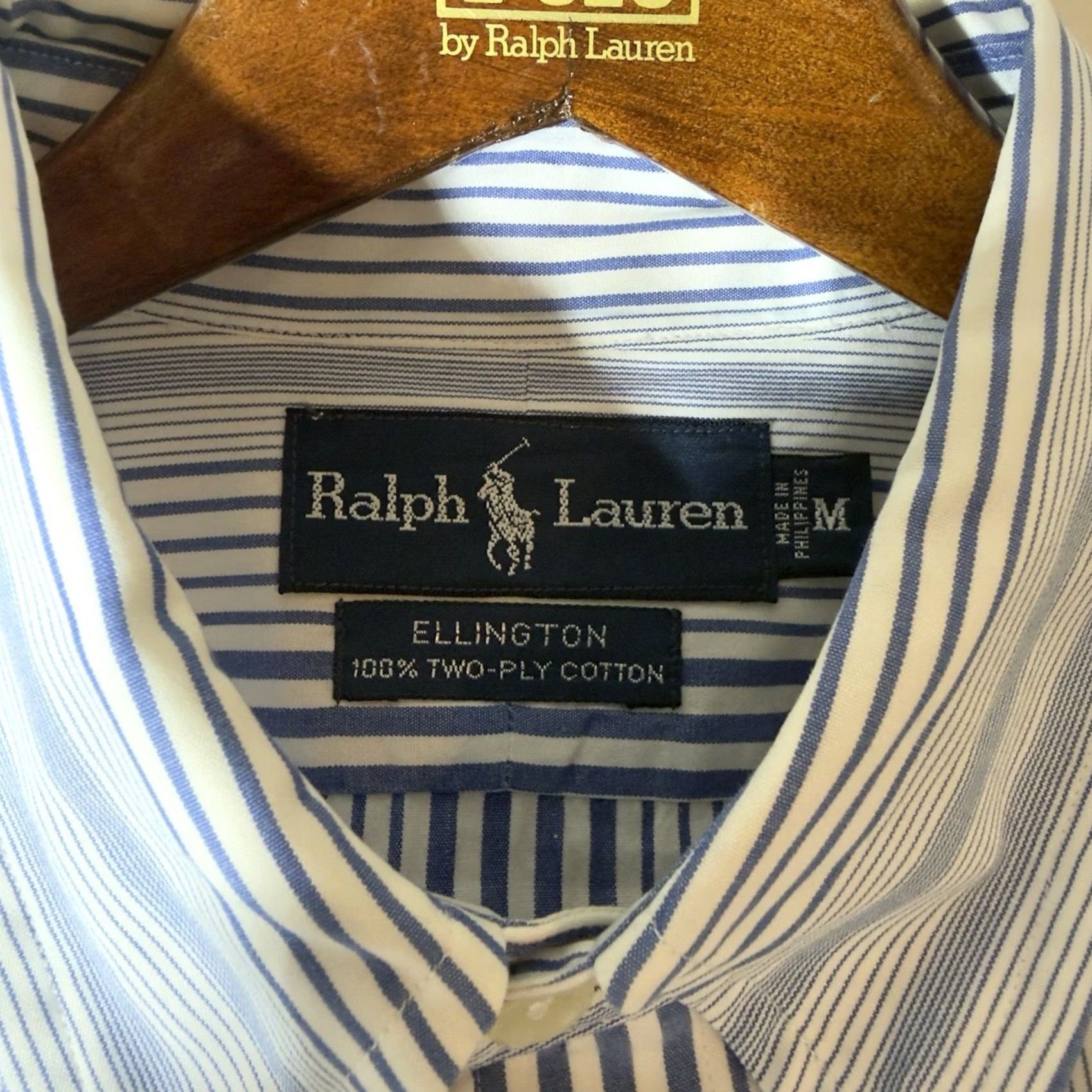 Polo Ralph Lauren VINTAGE Polo Ralph Lauren Dress Shirt Mens M Blue White Bengal Stripe Button Down Ellington Size US M / EU 48-50 / 2 - 5 Thumbnail