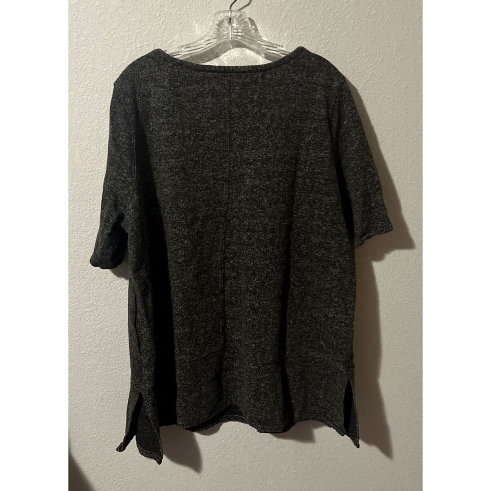 Duluth Trading Company Duluth Trading Co. Sweatshirt Shirt 2XL Black Heathered Crew Neck Short Sleeve Pullover Cotton Hemp Heavyweight Casual Womens Size XXL / US 16-18 / IT 52-54 - 2 Thumbnail