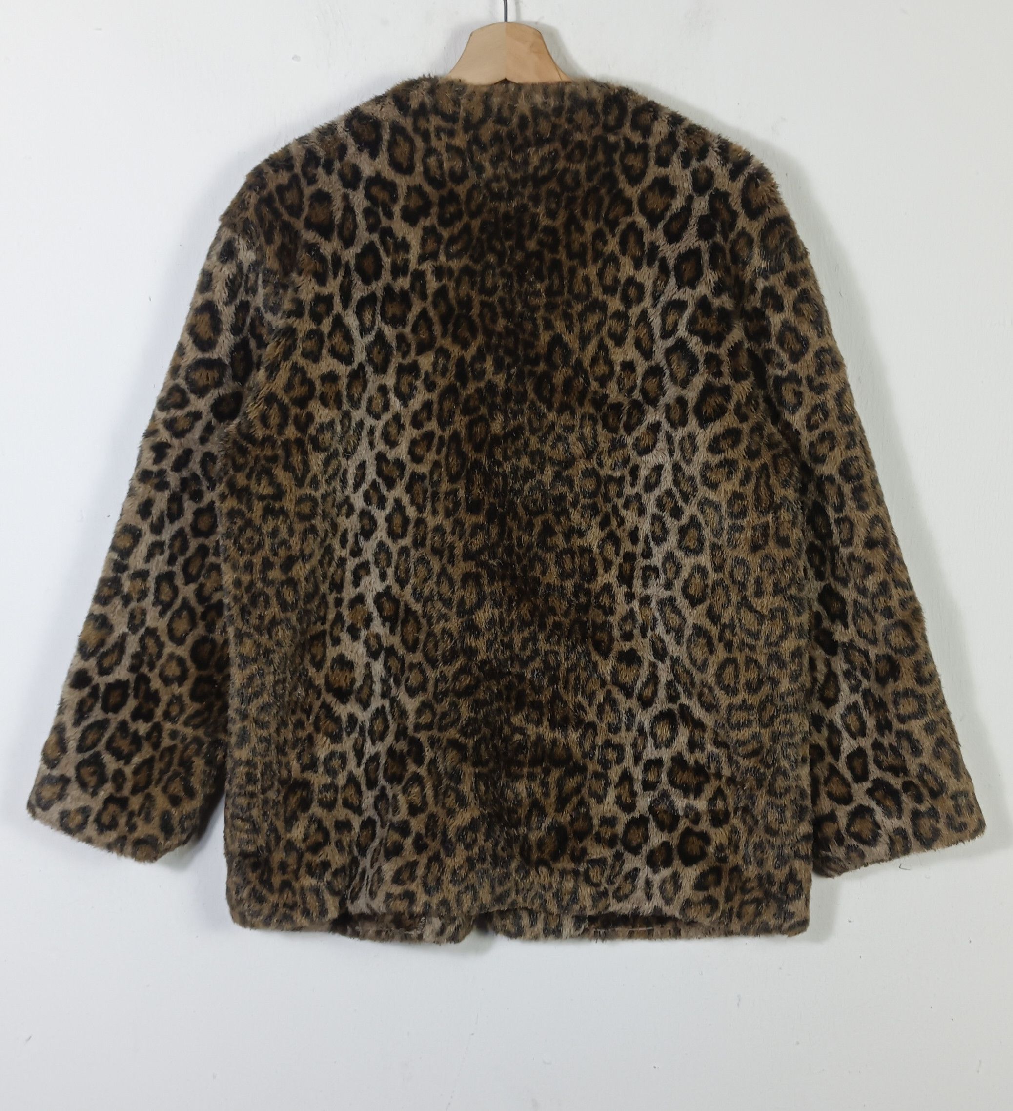 Japanese Brand Vintage🔥 Olive House Faux Fur Leopard Coat Size L / US 10 / IT 46 - 2 Thumbnail