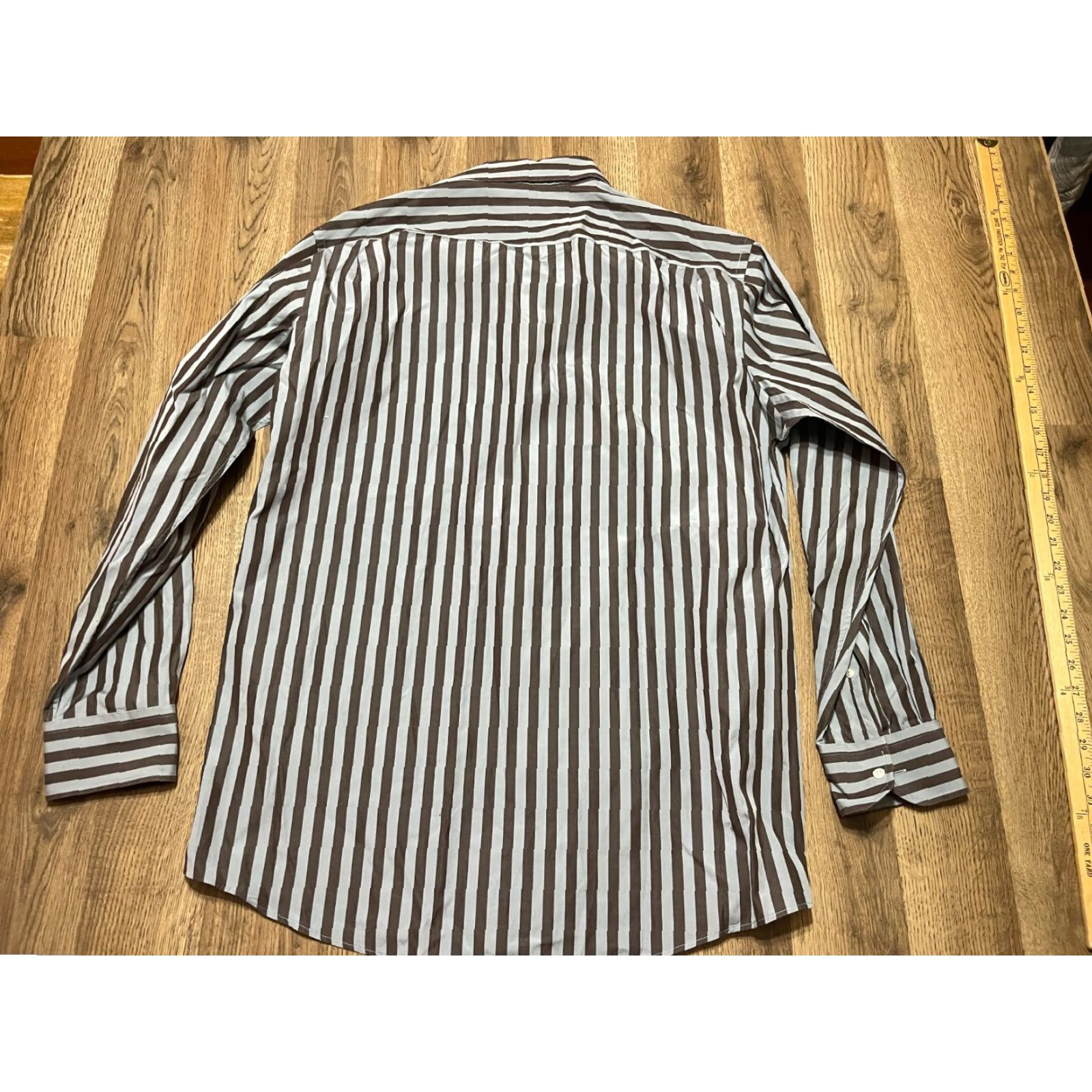 Joseph Abboud Joseph Abboud Shirt Men 16.5 34/35 Striped Button-Up Casual Blue Brown Long Sleeve Regular Mens Size US XL / EU 56 / 4 - 2 Thumbnail