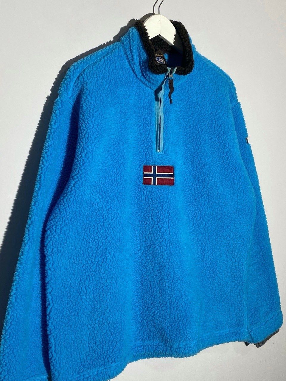 Napapijri Vintage Napapijri Flag Logo Baby Blue Fleece 1/4 zip Size US XL / EU 56 / 4 - 3 Thumbnail