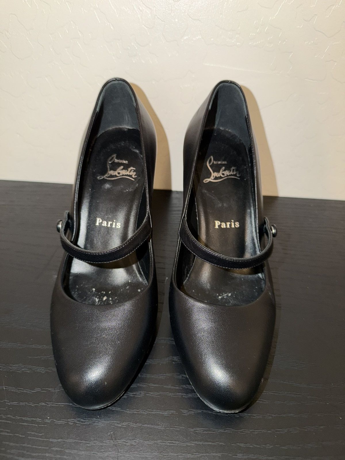 Christian Louboutin Black Leather Christian Louboutin, Paris, Mary Jane Heels Size US 6 / IT 36 - 3 Thumbnail
