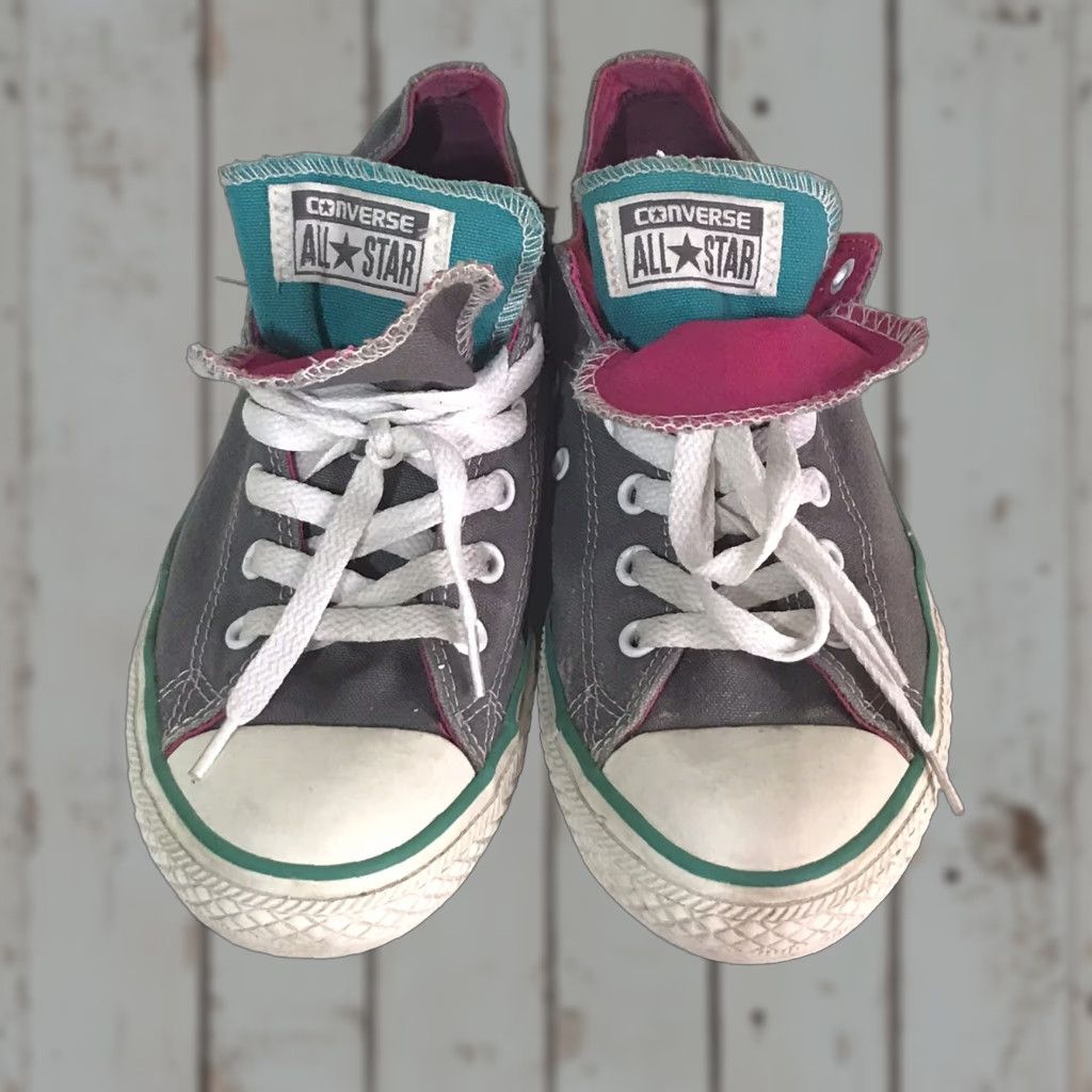 Converse Converse All Star Double Tongue Gray Pink Turquoise Low Top Women Size 5 Sneaker Size S / US 4 / IT 40 - 1 Thumbnail