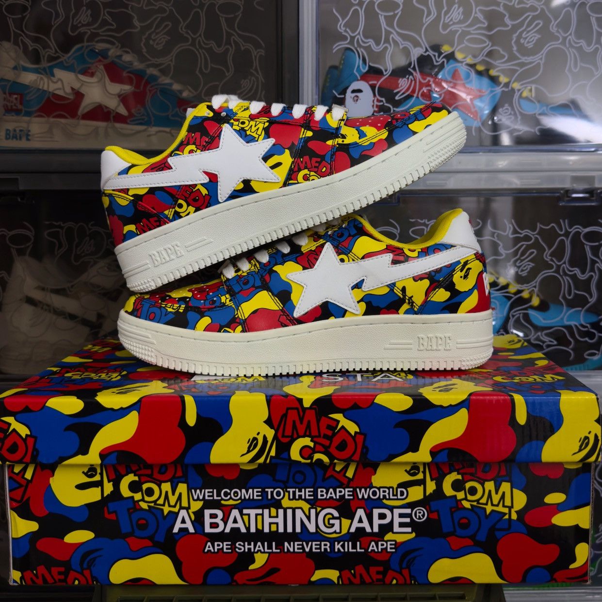 Bape A Bathing Ape Bapesta Medicom Toy All Over Camo 2020 Size US 9 / EU 42 - 2 Thumbnail