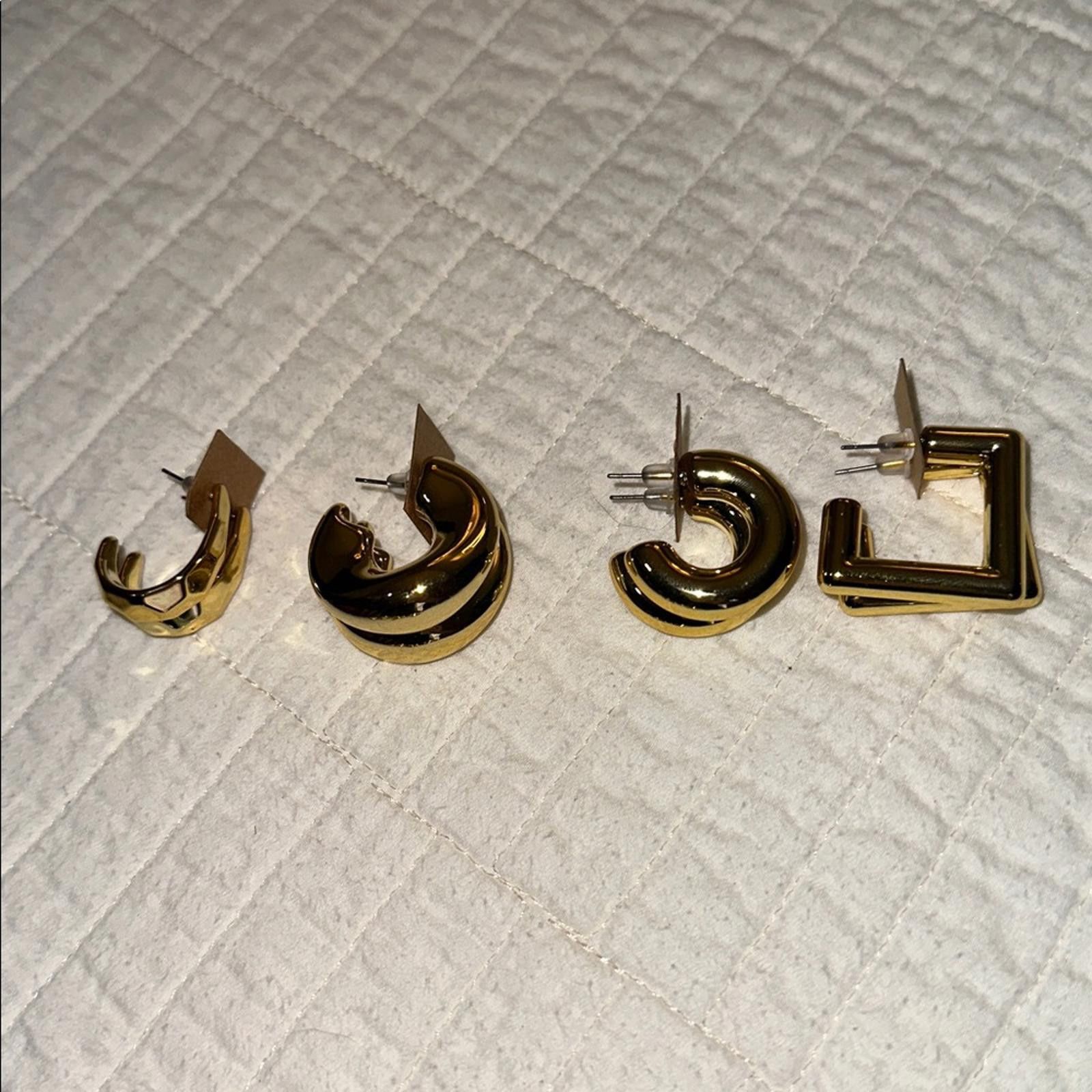 Other Chic Gold-Tone Textured Fashion Hoop Earrings Set of 4 Size ONE SIZE - 3 Thumbnail