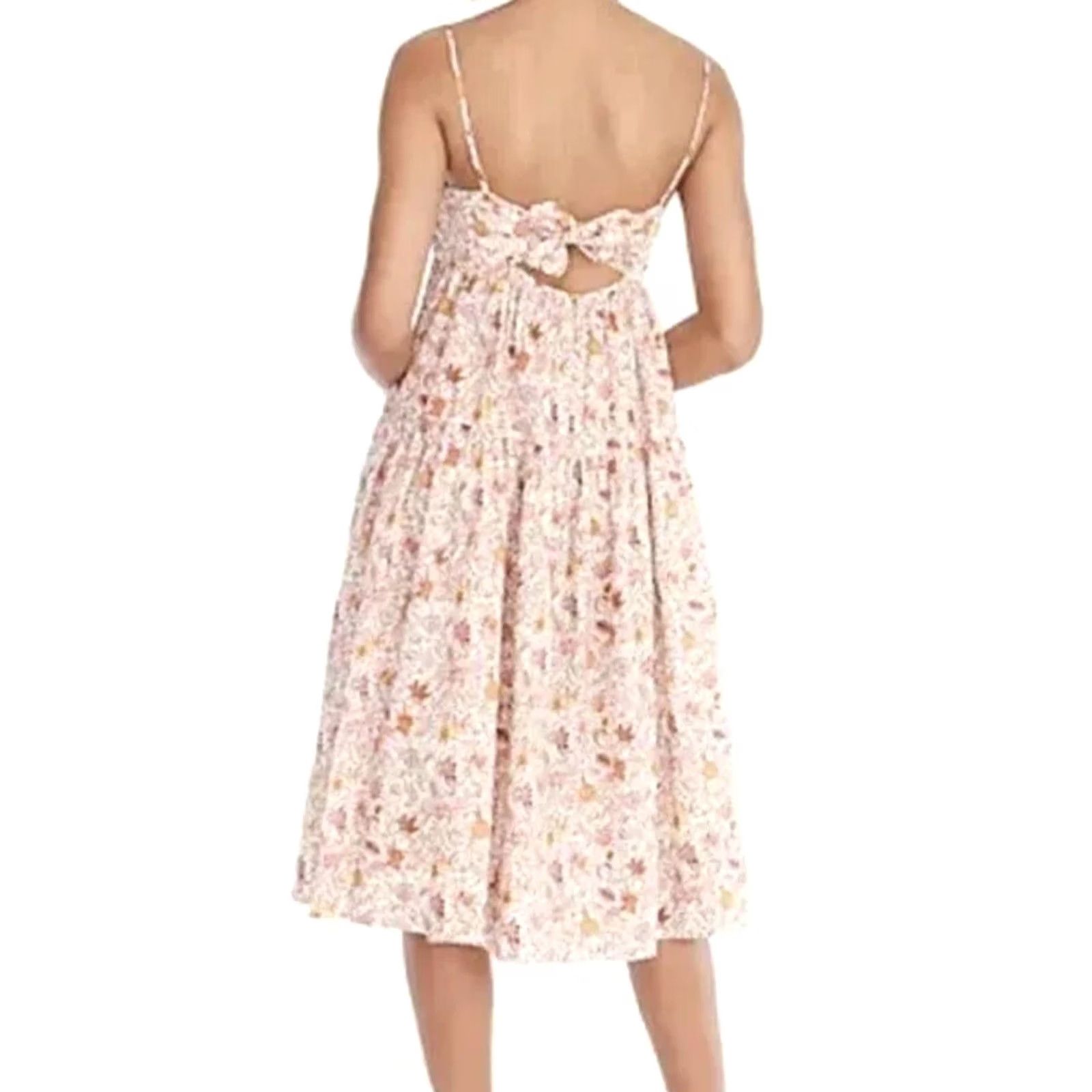 J.Crew J.Crew Floral Midi Dress Liberty Garden of Life Fabric Women's 2 A-Line Sleeveless Square Neck Multicolor 100% Cotton Tiered Ruffle Zip Knitted? Size XS / US 0-2 / IT 36-38 - 3 Thumbnail