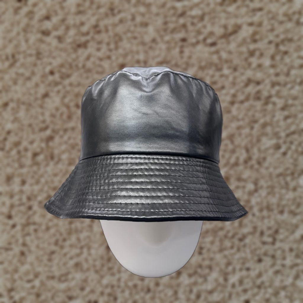 Vintage Momentum Brands Bucket Hat Unisex Adults One Size Black PU Blend Leather Hat Size ONE SIZE - 1 Thumbnail
