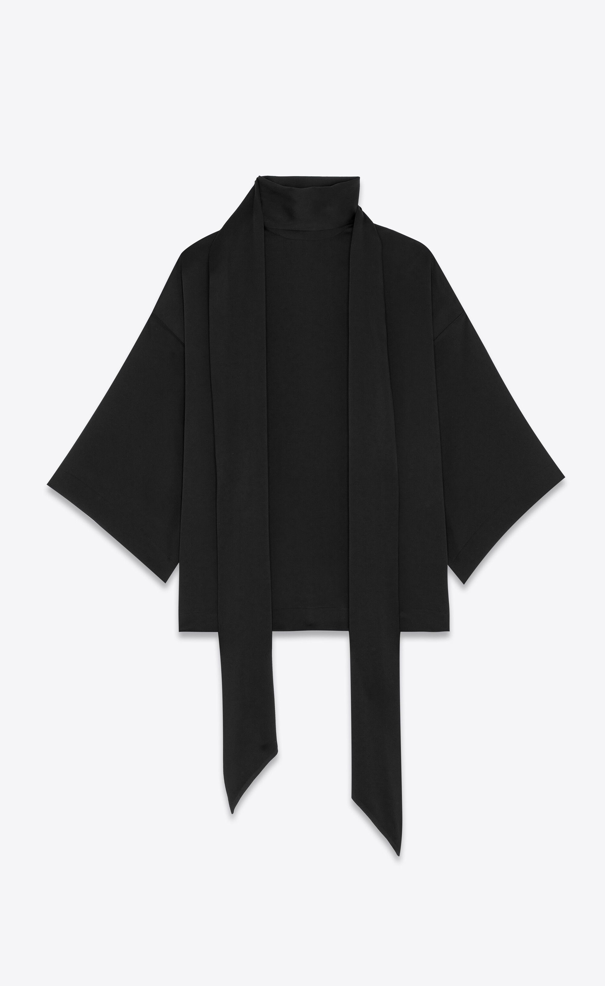 Saint Laurent Paris o1s1wg110125 740381 Blouse in Crepe Satin in Black Size S / US 4 / IT 40 - 3 Thumbnail