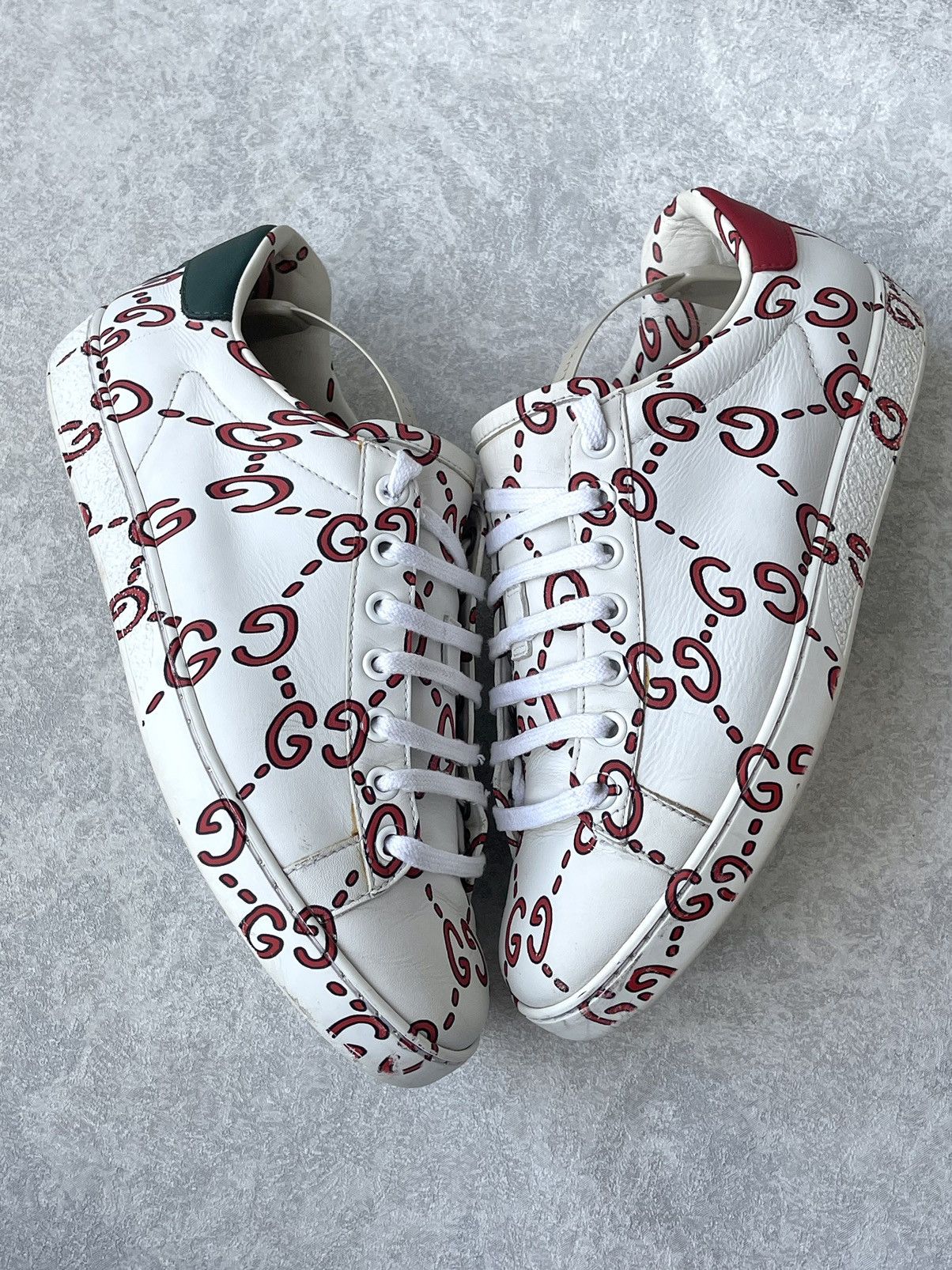 Gucci Gucci Ace Sneaker Ghost Graffiti Print Monogram Trainers Size US 6.5 / IT 36.5 - 1 Thumbnail