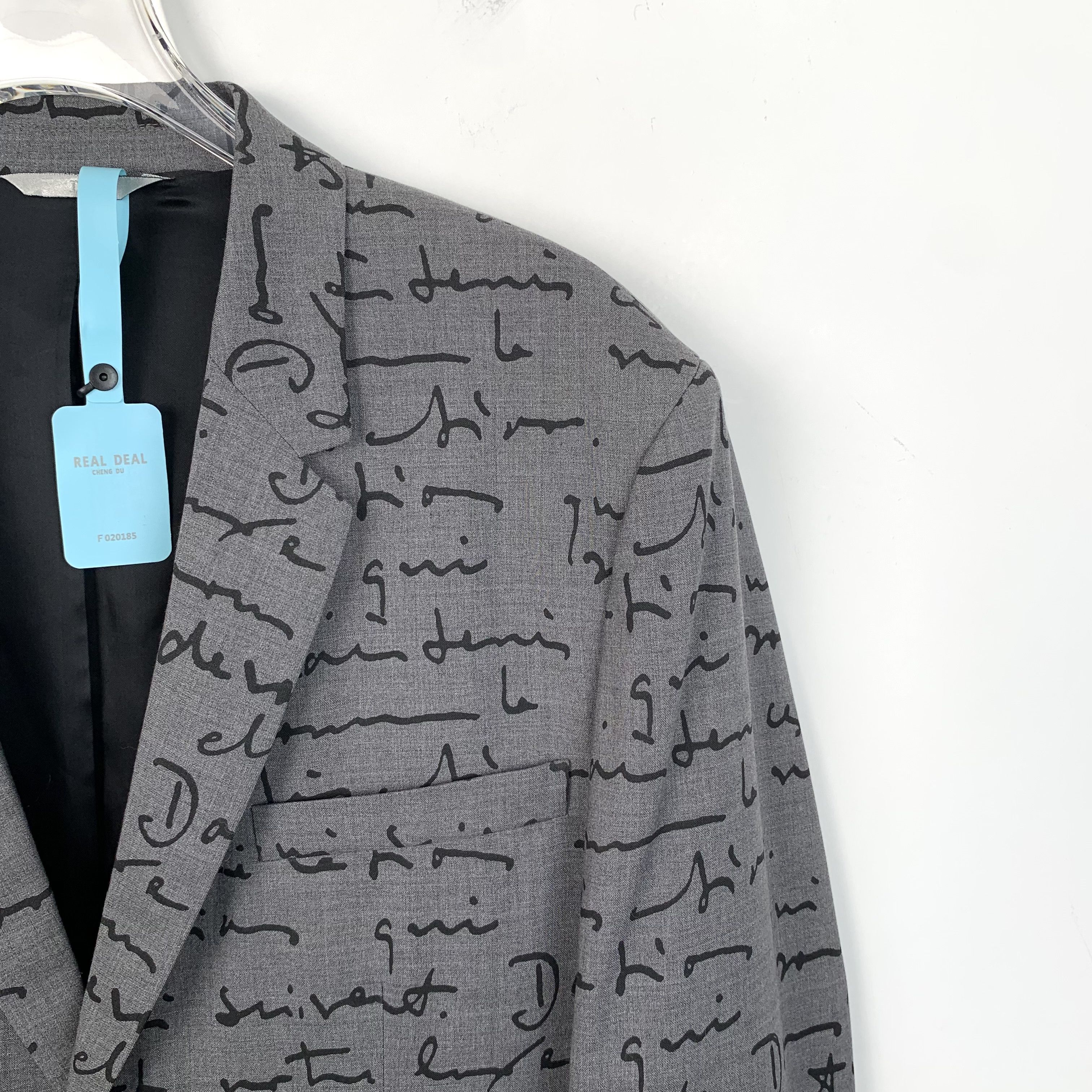 Dior Dior Grey Script Logo Wool V-Neck Blazer Jacket (Size S) Size 46R - 6 Thumbnail